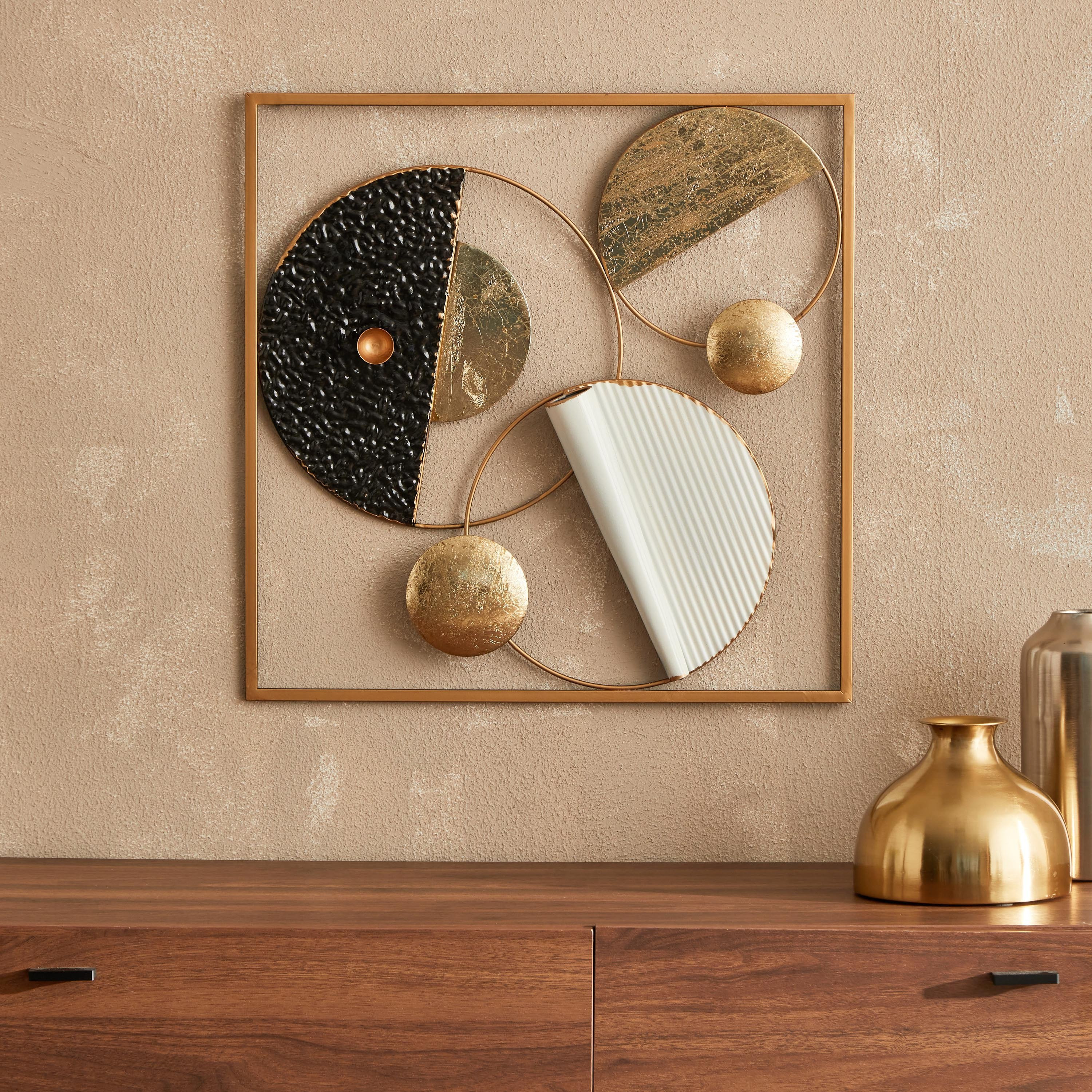 زينة حائط معدن بتصاميم مستديرة ومربعة مجمعة من بيرسي - 50x6x50 سم-hbxlivingroom-walldecor-wallart-image-1