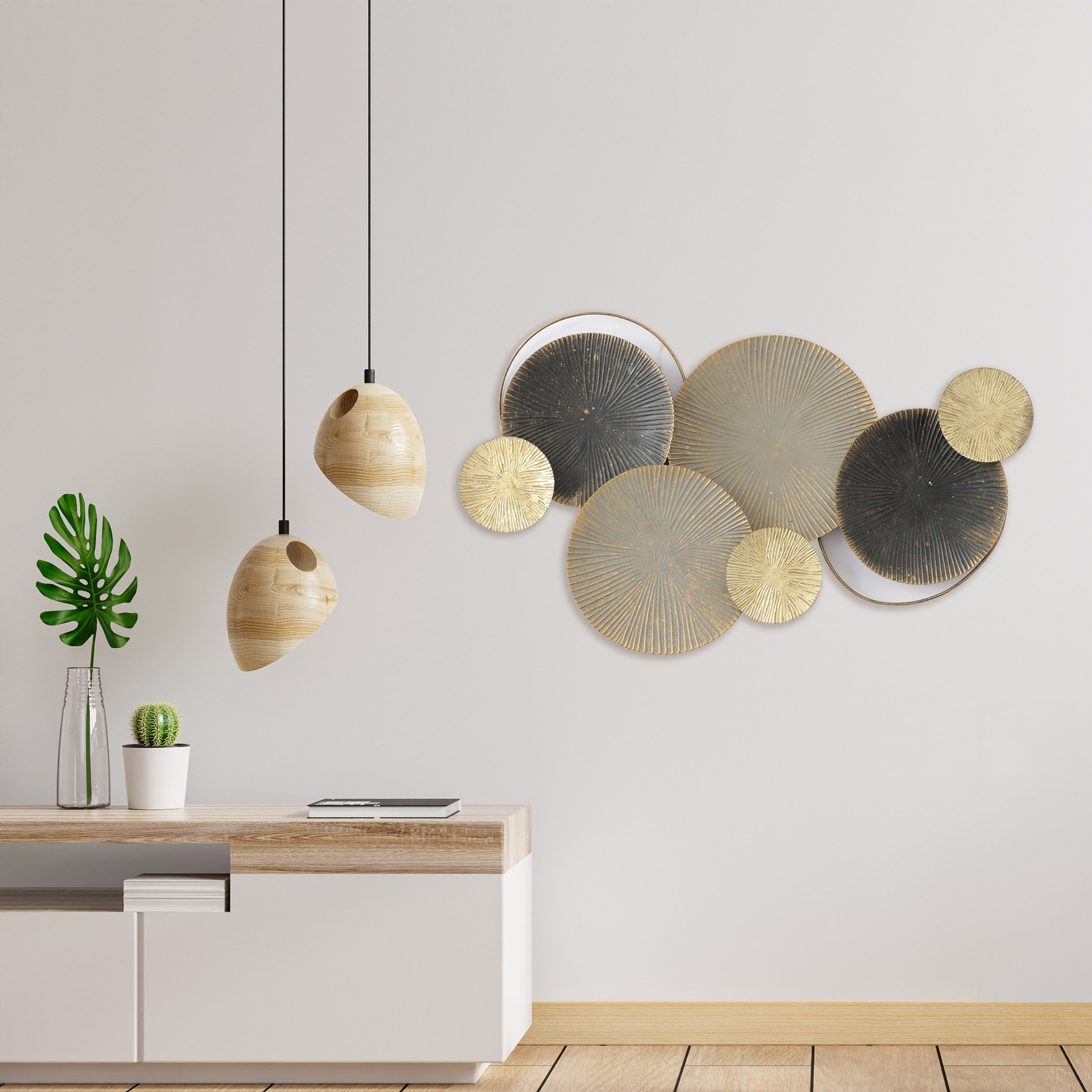 Percy Round Cluster Metal Wall Art - 80x4x48 cm-hbxlivingroom-walldecor-wallart-image-1