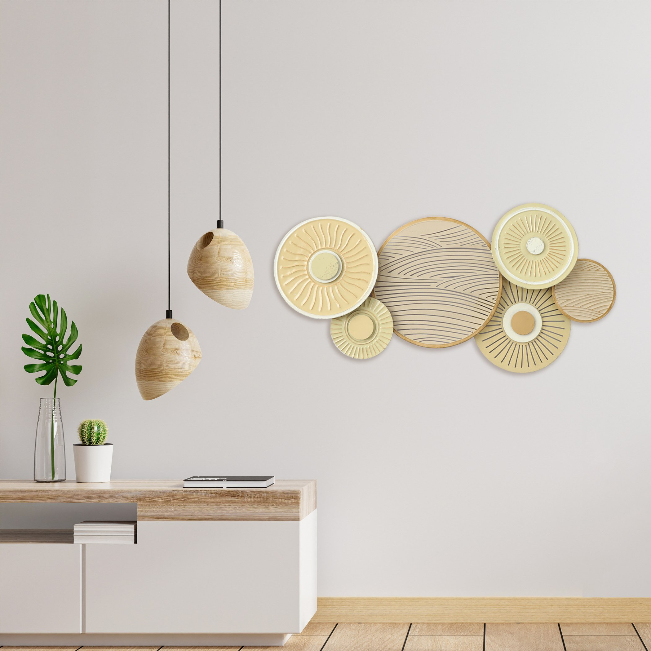 زينة حائط معدنية مستديرة بارزة الملمس من بيرسي - 78x6x40 سم-hbxlivingroom-walldecor-wallart-image-1