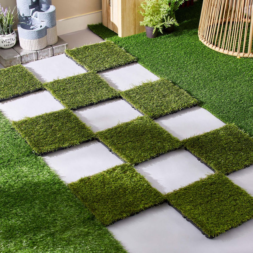 Meadow Essential 9-Piece Artificial Grass Tiles Set - 30x30 cm-Diy and Garden-image-1
