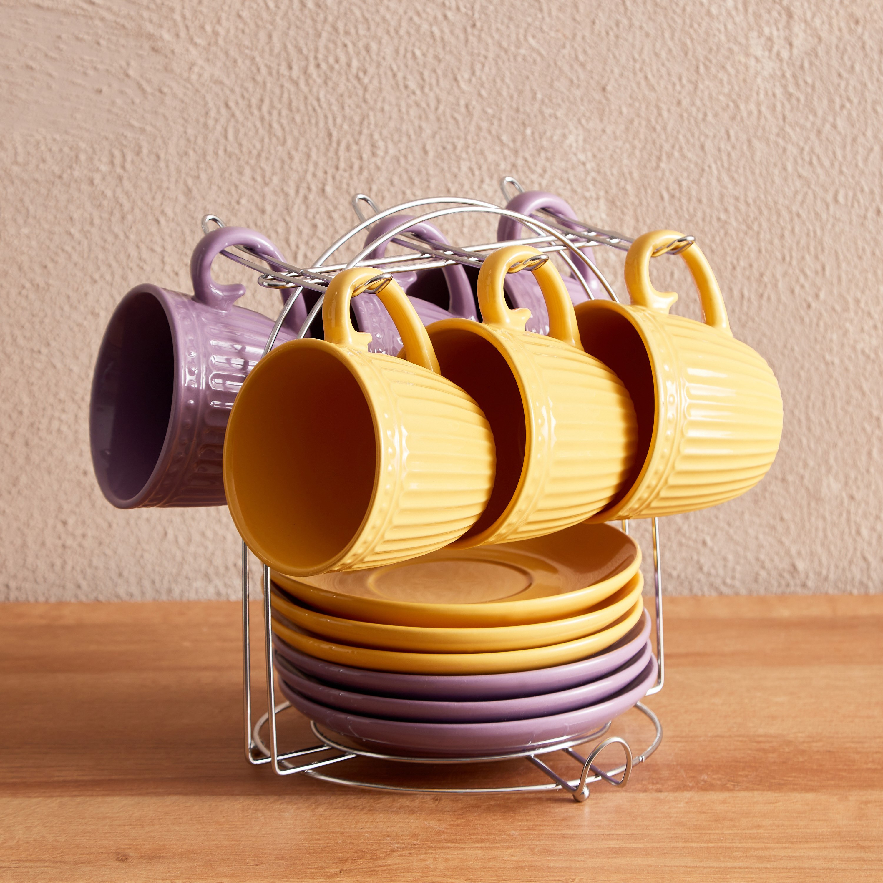 طقم فناجين بصحون فناجين خزف مع حامل 13 قطعة-hbxhomeware-hbxkitchen-image-2