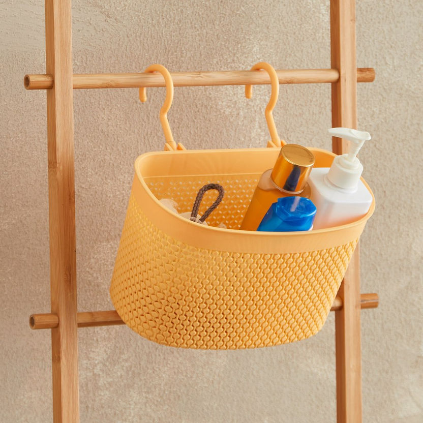 Knit Multipurpose Storage Basket with Hooks - 25.5x14x16 cm-Bathroom Storage-image-0