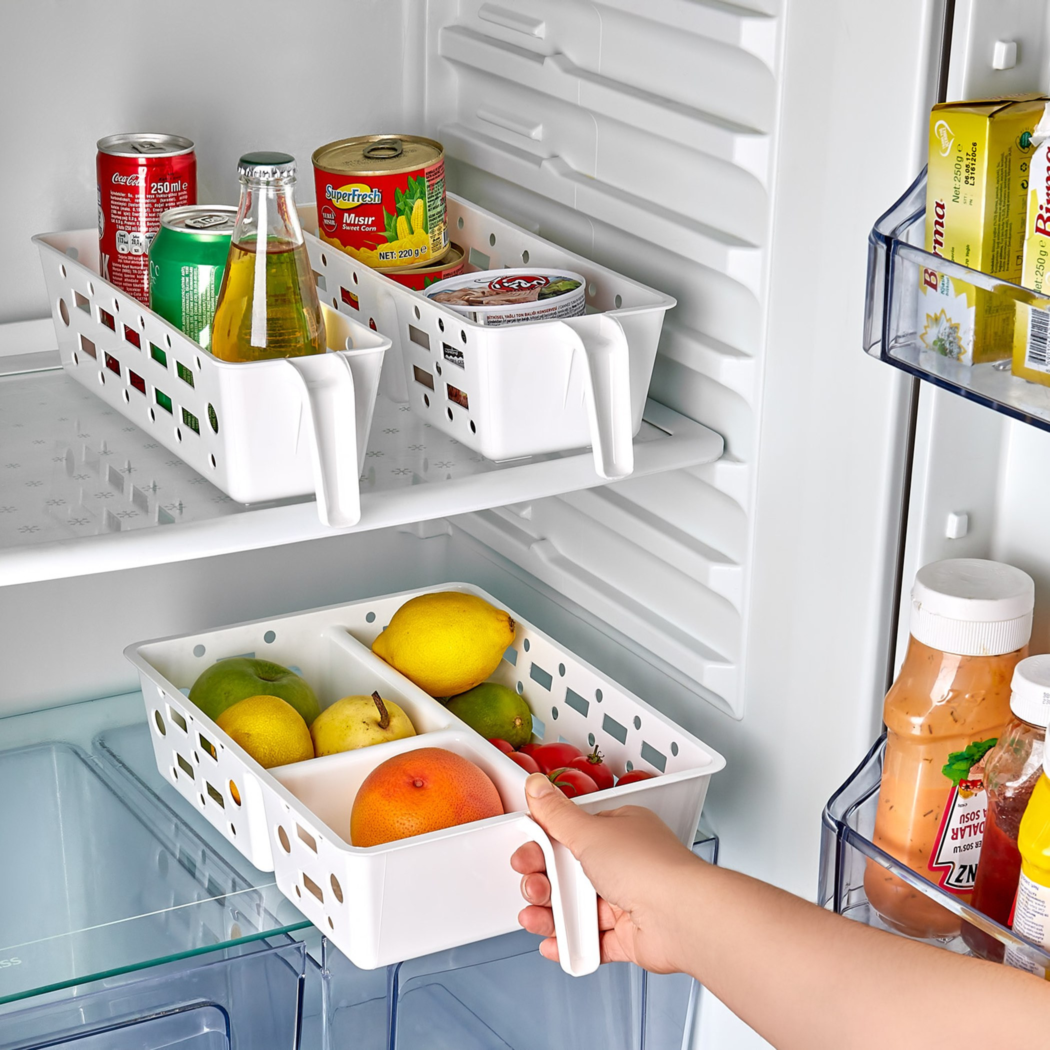 سلة تنظيم للثلاجة بمقبض من ريفا - 9x29.5x8 سم-hbxkitchen-kitchenware-kitchenaccessories-image-2