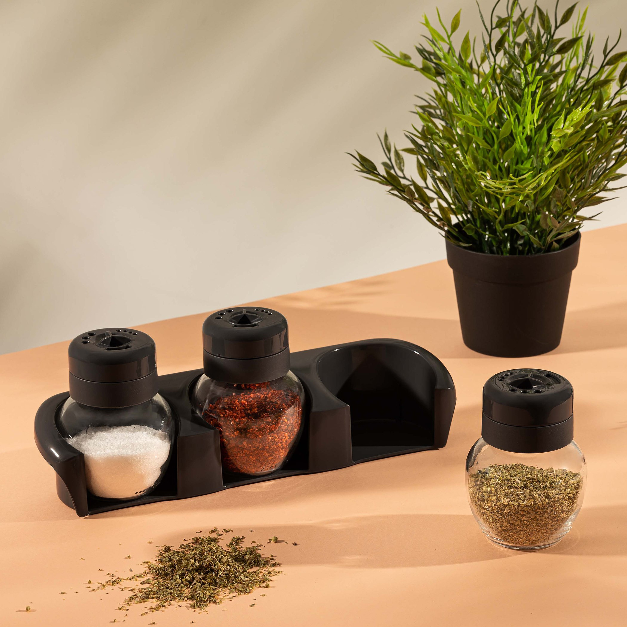 طقم حاويات توابل مع حامل 3 قطع من ريفا-hbxhomeware-hbxkitchen-image-1