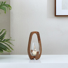 Ace Wooden Small Candleholder - 12x12x22 cms
