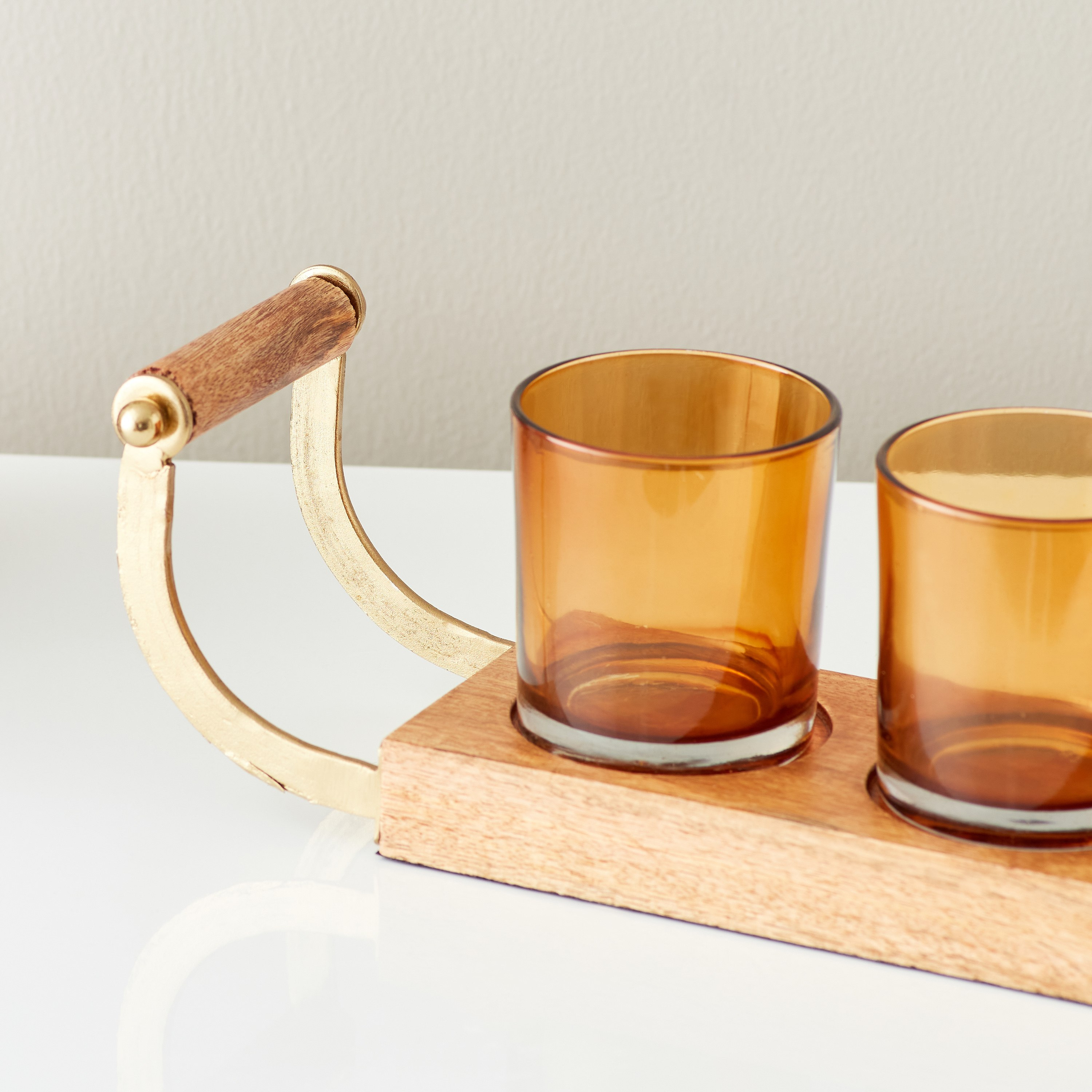 حامل شموع خشبي مع 3 أكواب من آيس - 44x11x9.5 سم-hbxlivingroom-decorandaccessories-candleholders-image-3