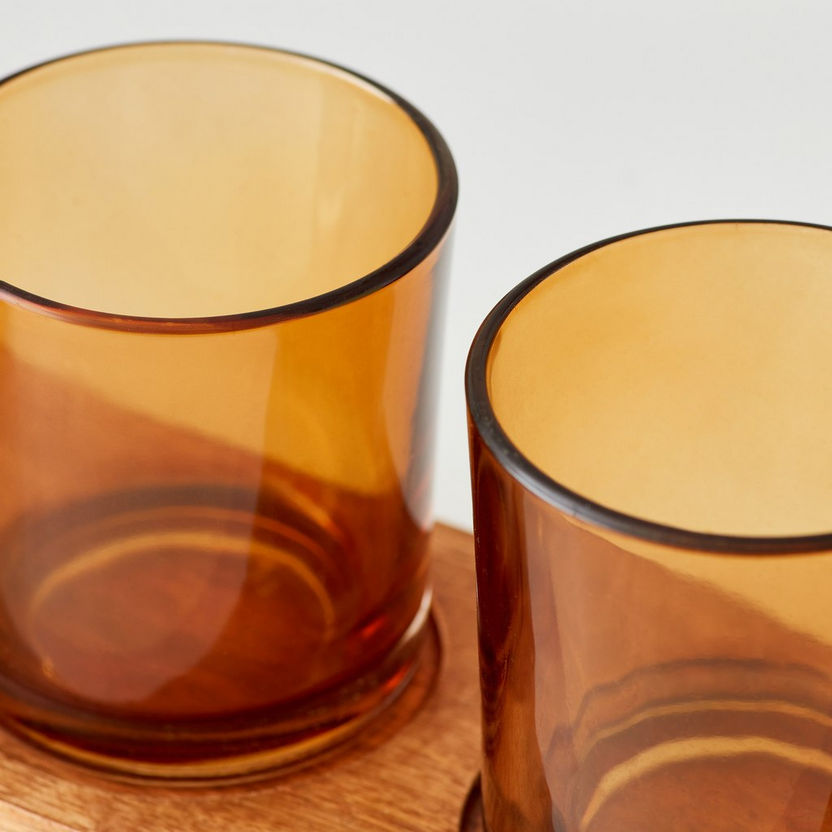 Ace Wooden Candleholder with 3 Glasses - 44x11x9.5 cm-Candle Holders-image-5