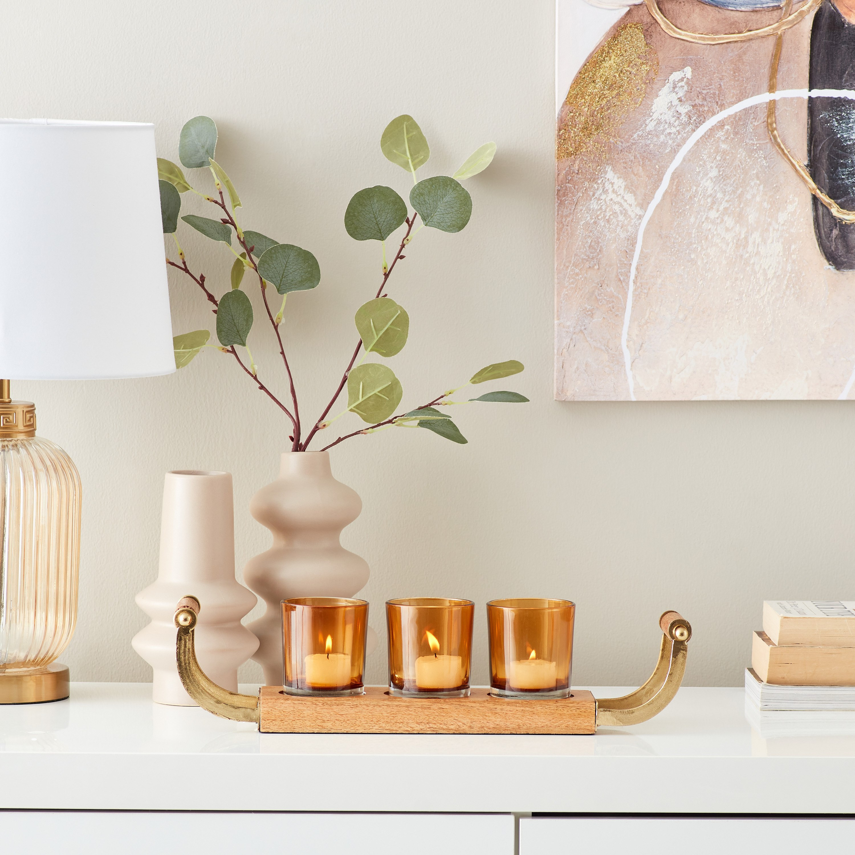 حامل شموع خشبي مع 3 أكواب من آيس - 44x11x9.5 سم-hbxlivingroom-decorandaccessories-candleholders-image-7