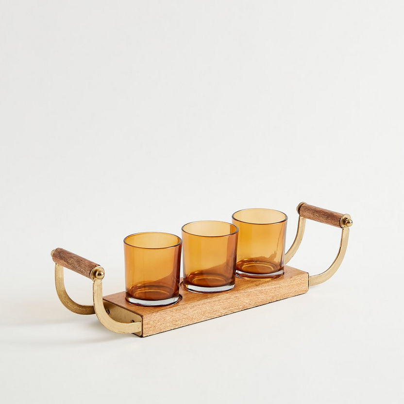 Ace Wooden Candleholder with 3 Glasses - 44x11x9.5 cm-Candle Holders-image-7