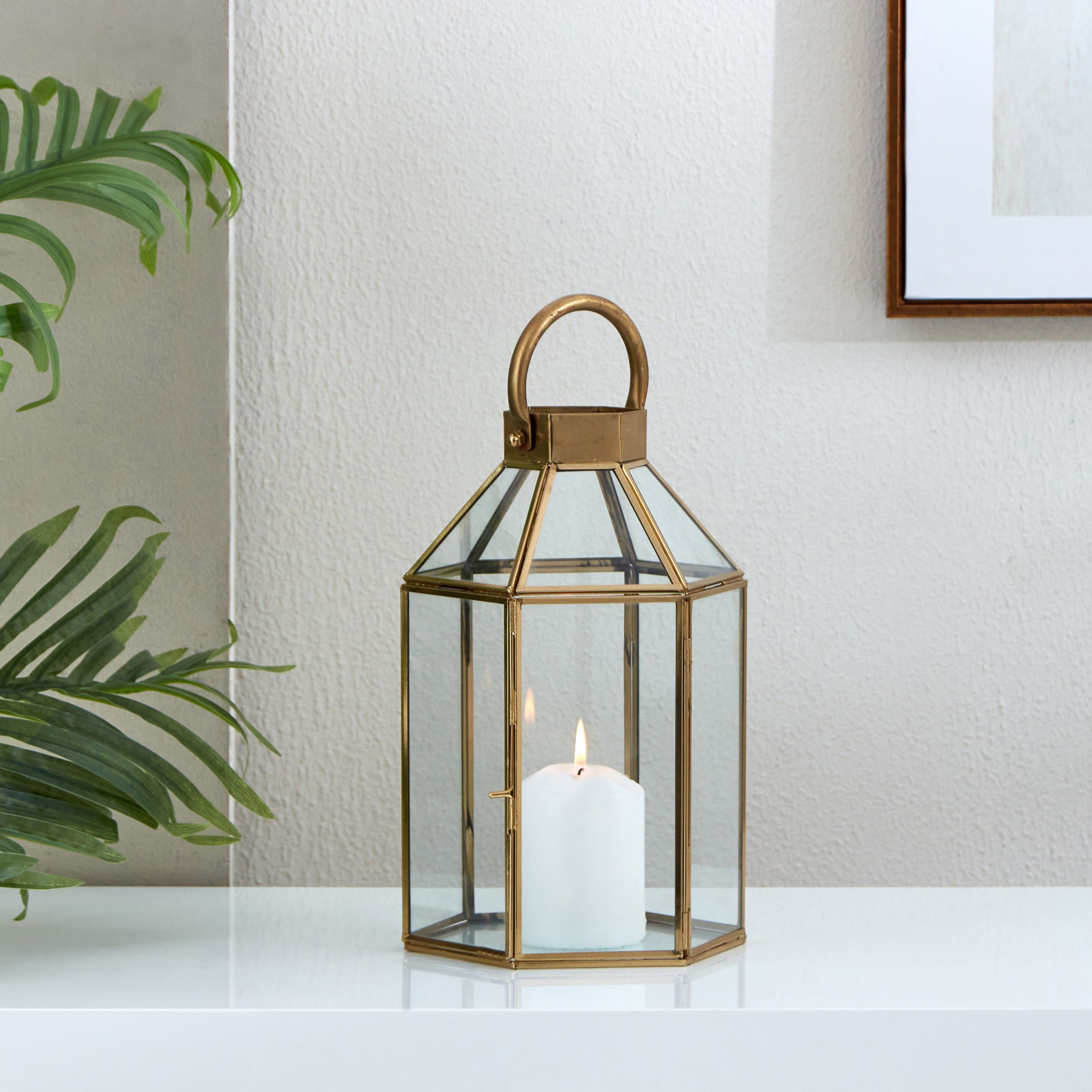 Ace Metal Glass Lantern - 16X18X34 cm-hbxdecorandfurnishings-homeaccessories-lanterns-image-1