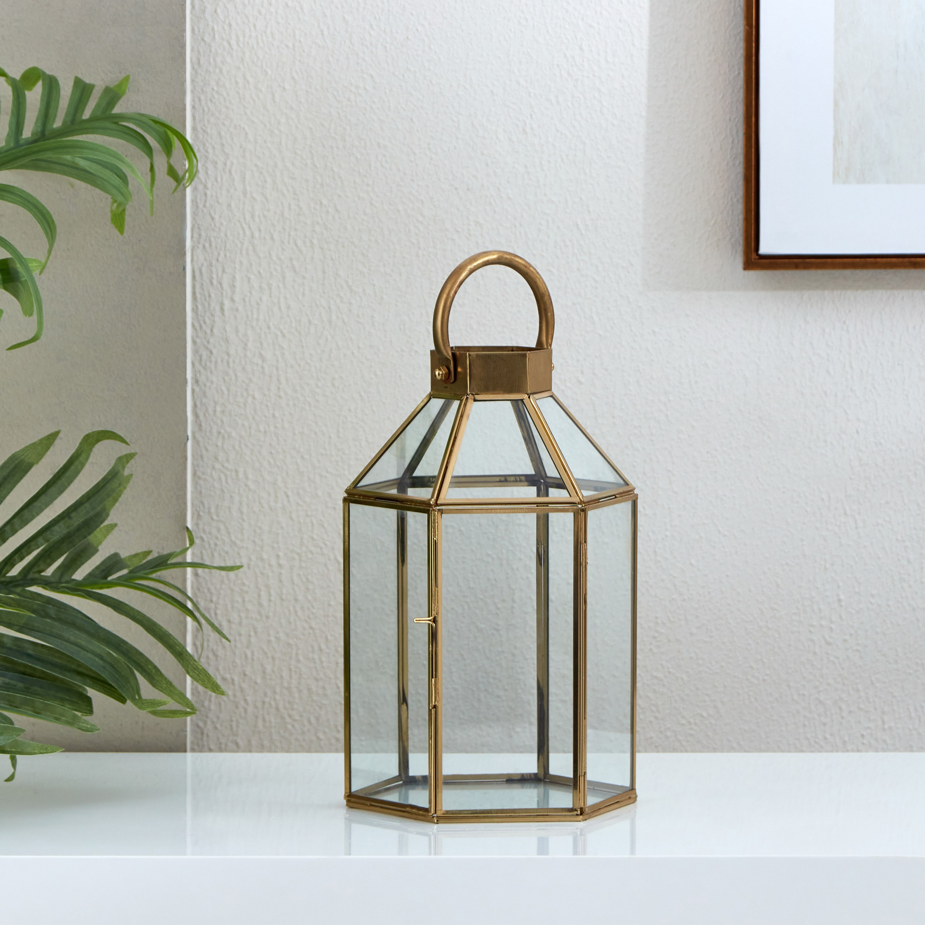Ace Metal Glass Lantern - 16X18X34 cm-hbxdecorandfurnishings-homeaccessories-lanterns-image-2