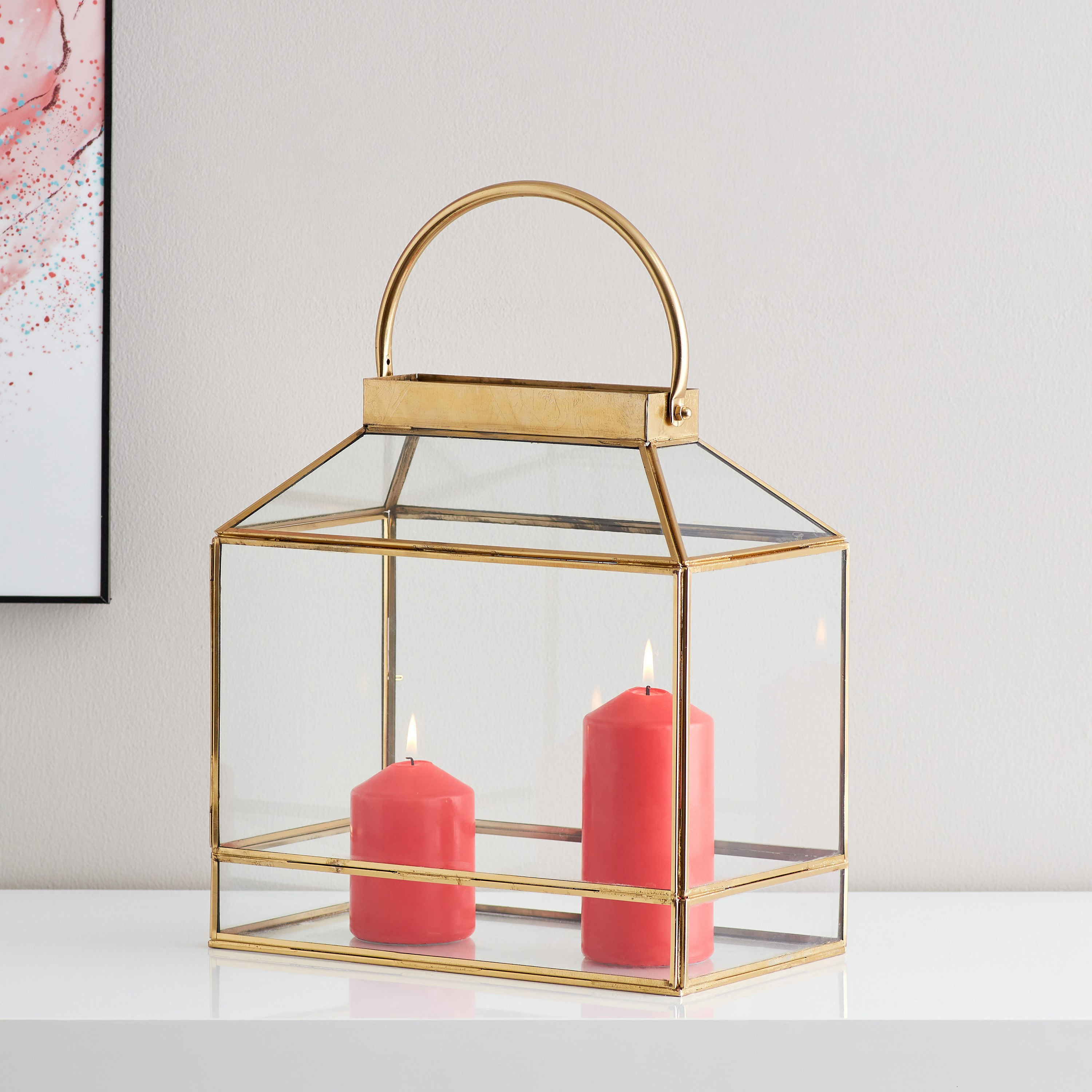 Ace Metal Glass Lantern - 30x15x41 cm-hbxdecorandfurnishings-homeaccessories-lanterns-image-1