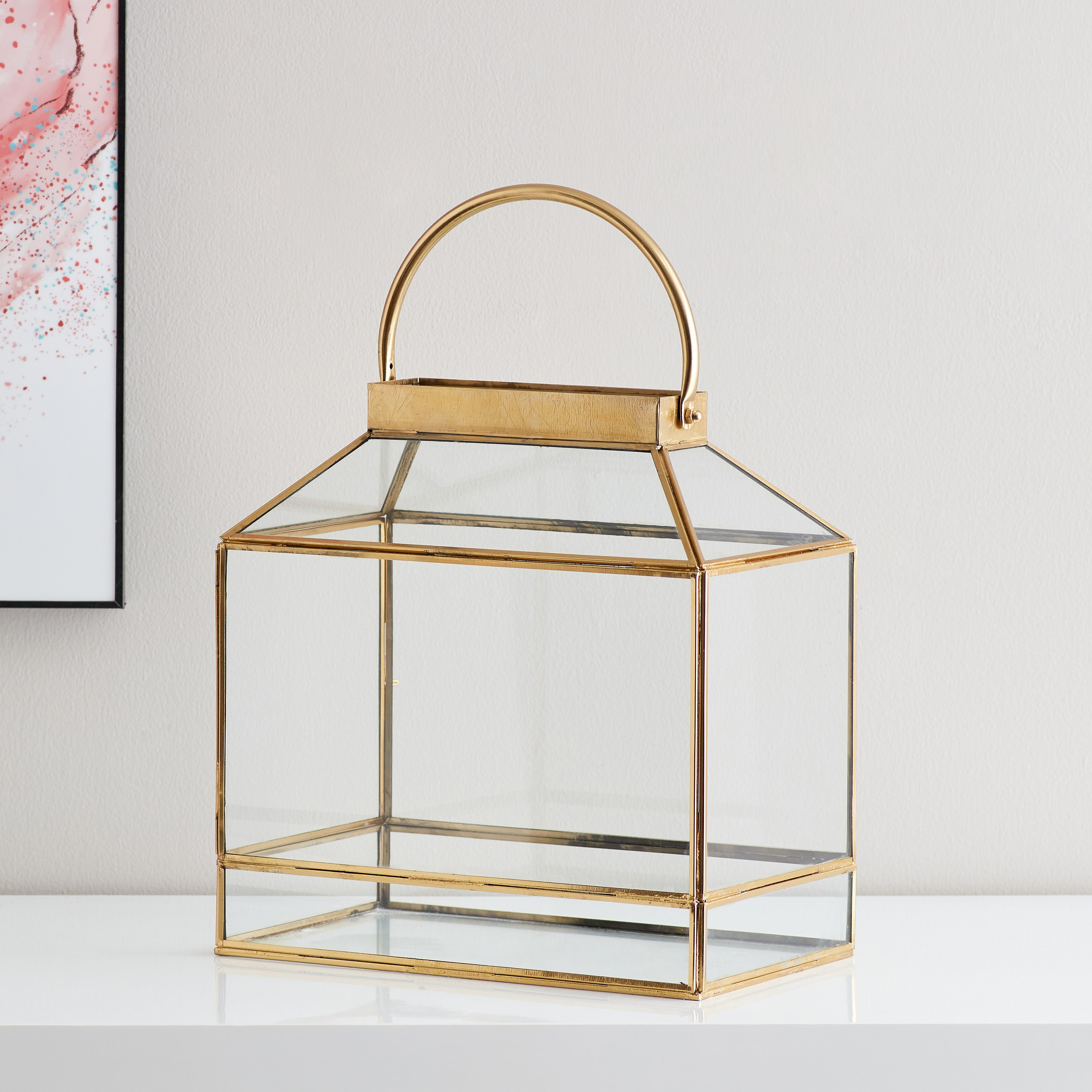 Ace Metal Glass Lantern - 30x15x41 cm-hbxdecorandfurnishings-homeaccessories-lanterns-image-2