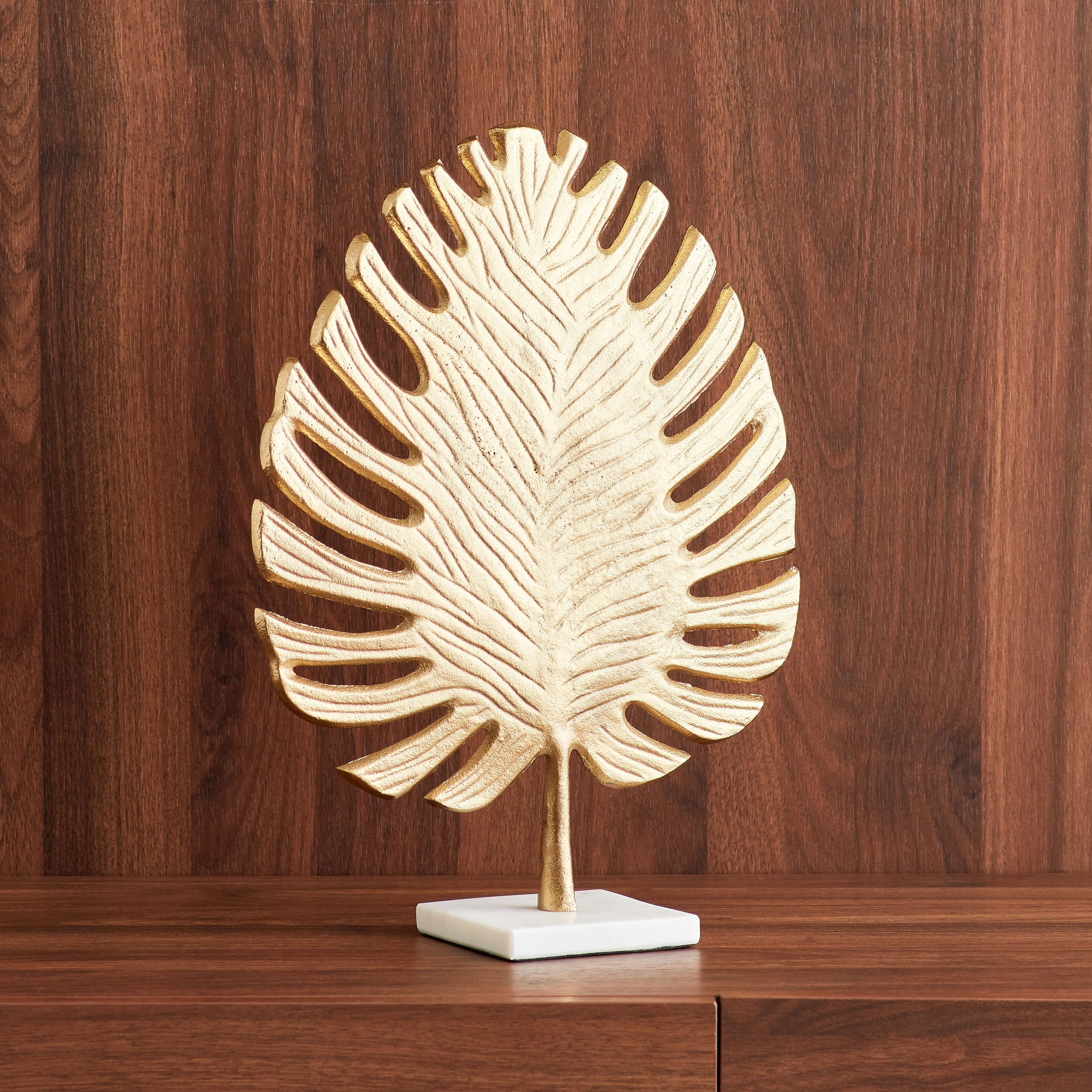 زينة ديكور معدنية بتصميم ورق شجر على قاعدة من أيس - 30x15x44 سم-hbxhomeware-homedecor-figurinesandornaments-image-2