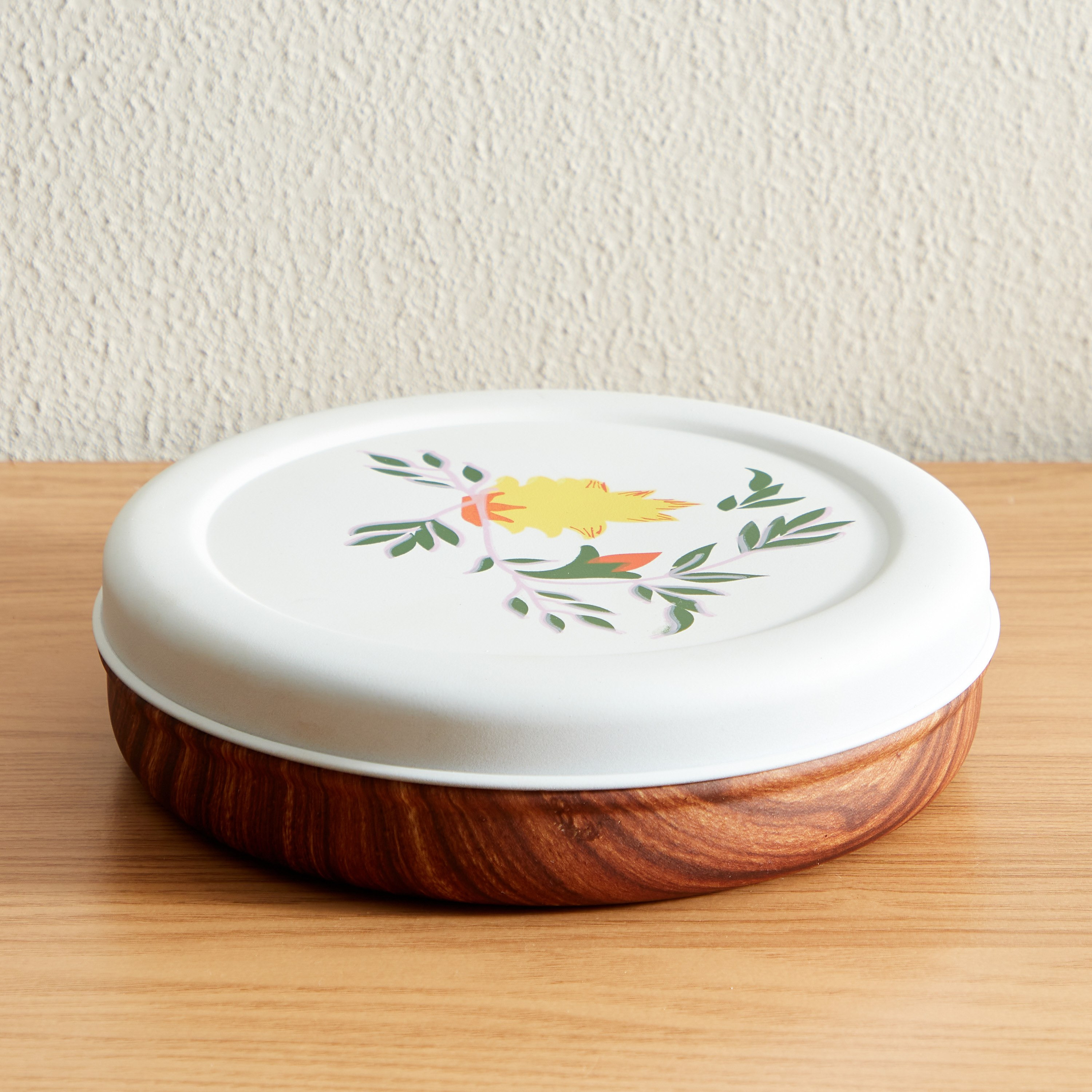 حاوية مسطحة ستانلس ستيل بلمسة نهائية خشبية - 1.15 لتر-hbxhomeware-hbxkitchen-image-1