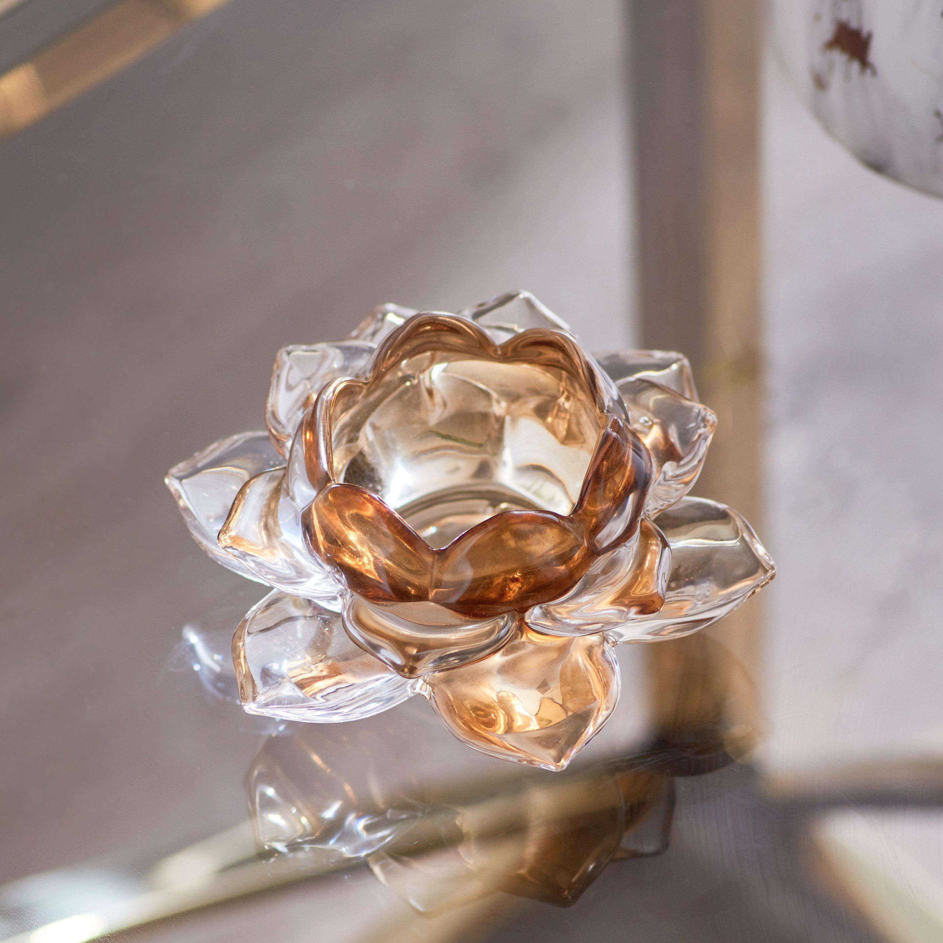 Lotus Glass Tealight Holder - 11.5x10x5 cm-hbxlivingroom-decorandaccessories-candleholders-image-2