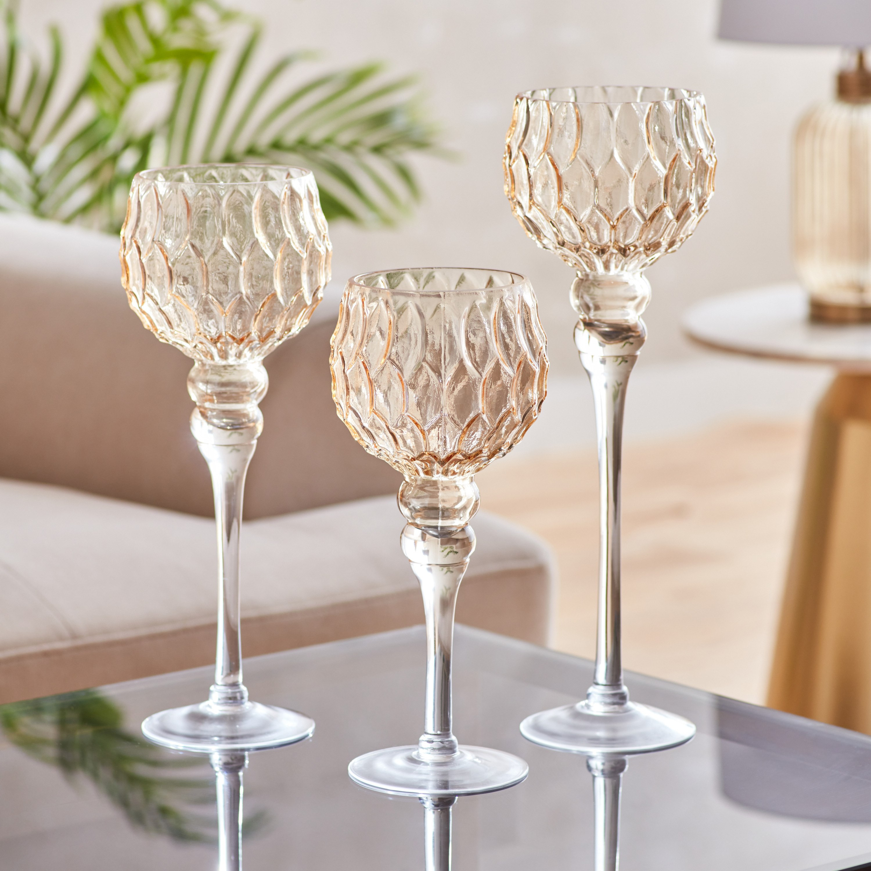 طقم حامل شموع زجاج من فينتاج - 3 قطع-hbxlivingroom-decorandaccessories-candleholders-image-2