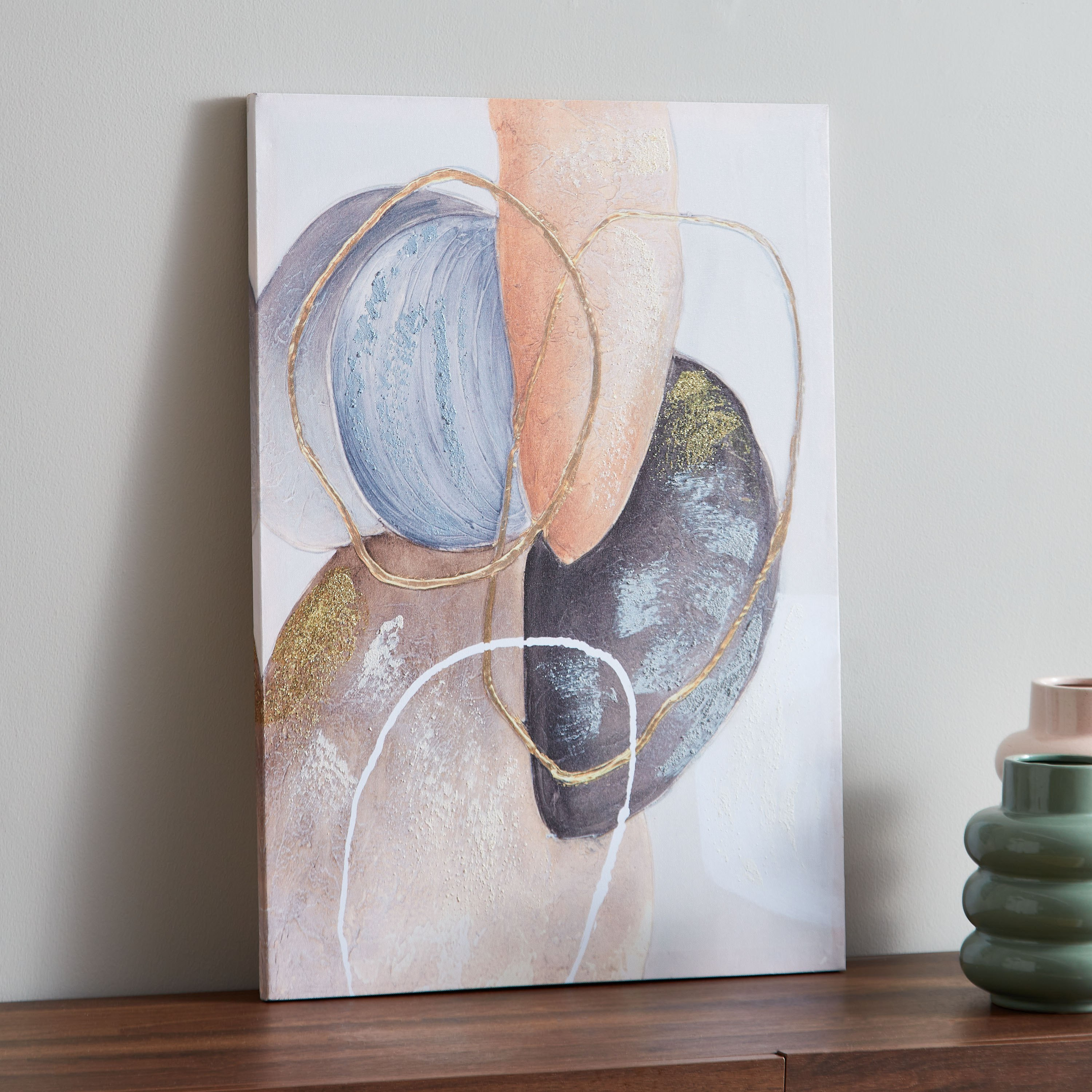 زينة حائط كانفاس مؤطرة بنمط تجريدي مرسوم يدويًا من آرون - 50x70x2 سم-hbxhomeware-hbxdecorandfurnishings-image-2