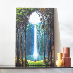 Aaron Waterfall Glitter Printed Canvas - 60x2.5x90 cms