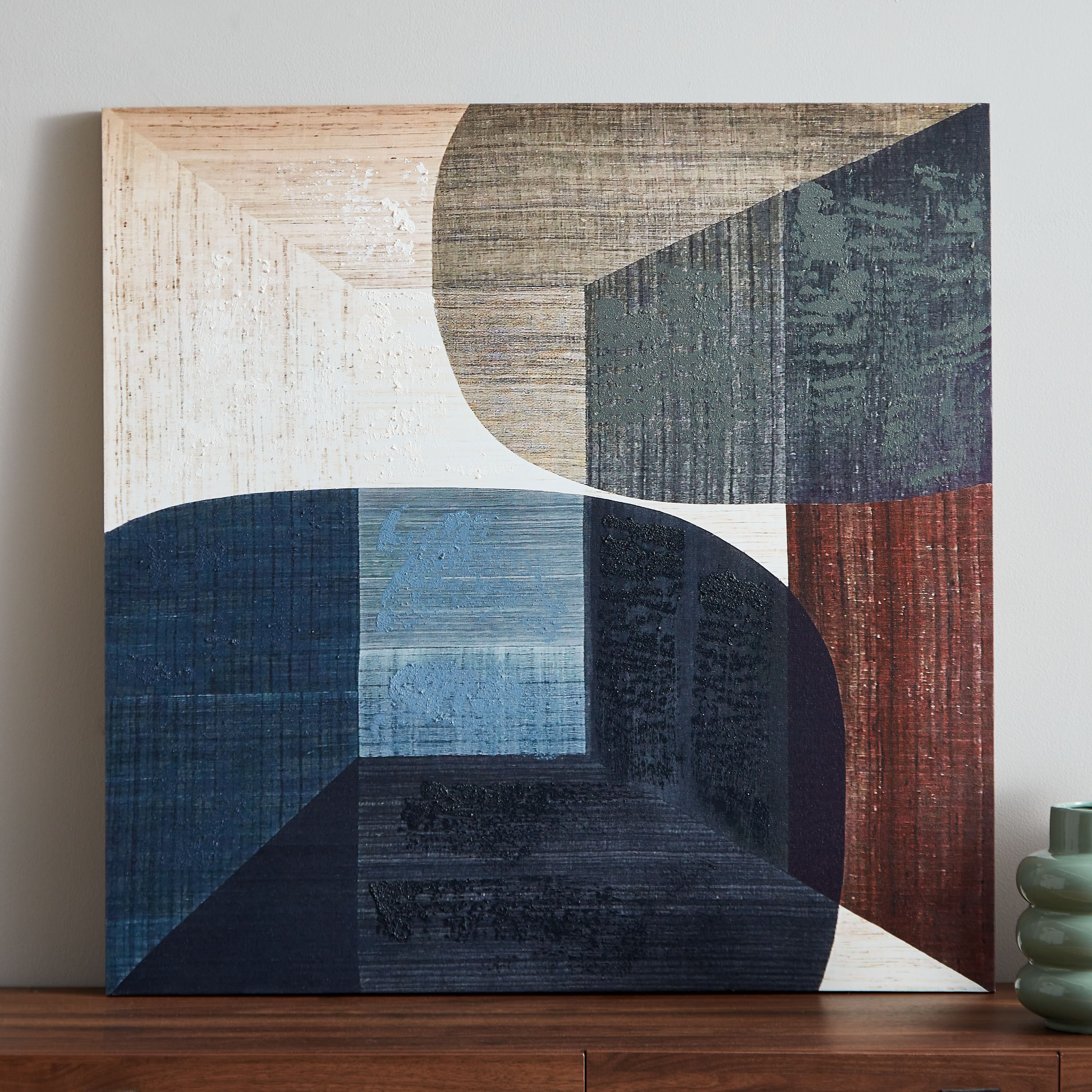 زينة حائط كانفاس مؤطرة بنمط تجريدي مرسوم يدويًا من آرون - 80x80x2.5 سم-hbxhomeware-hbxdecorandfurnishings-image-1