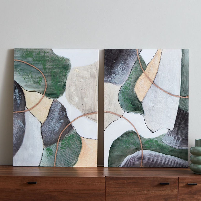 Aaron 2-Piece Abstract Handpainted Canvas Wall Art Set - 50x70x2 cm-Framed Pictures-image-0