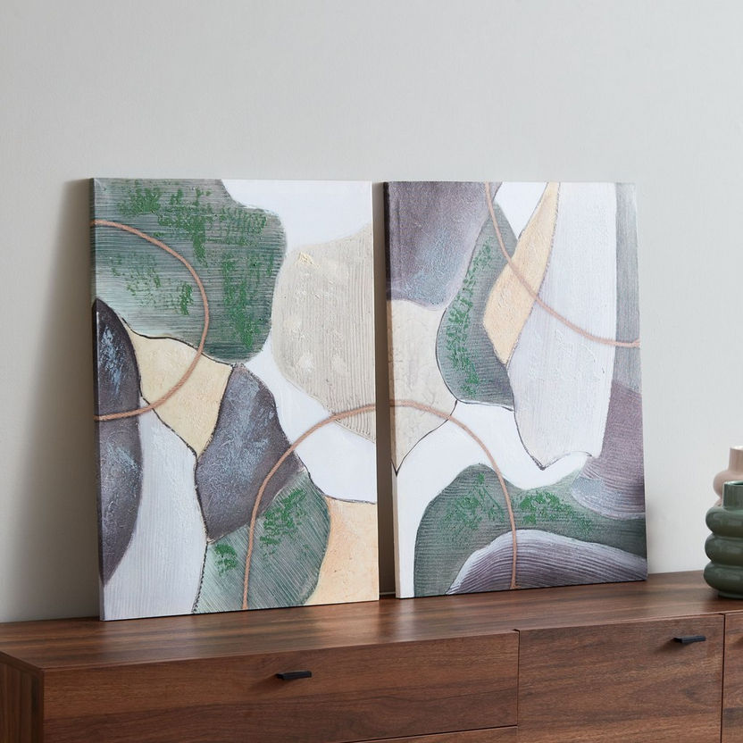 Aaron 2-Piece Abstract Handpainted Canvas Wall Art Set - 50x70x2 cm-Framed Pictures-image-1