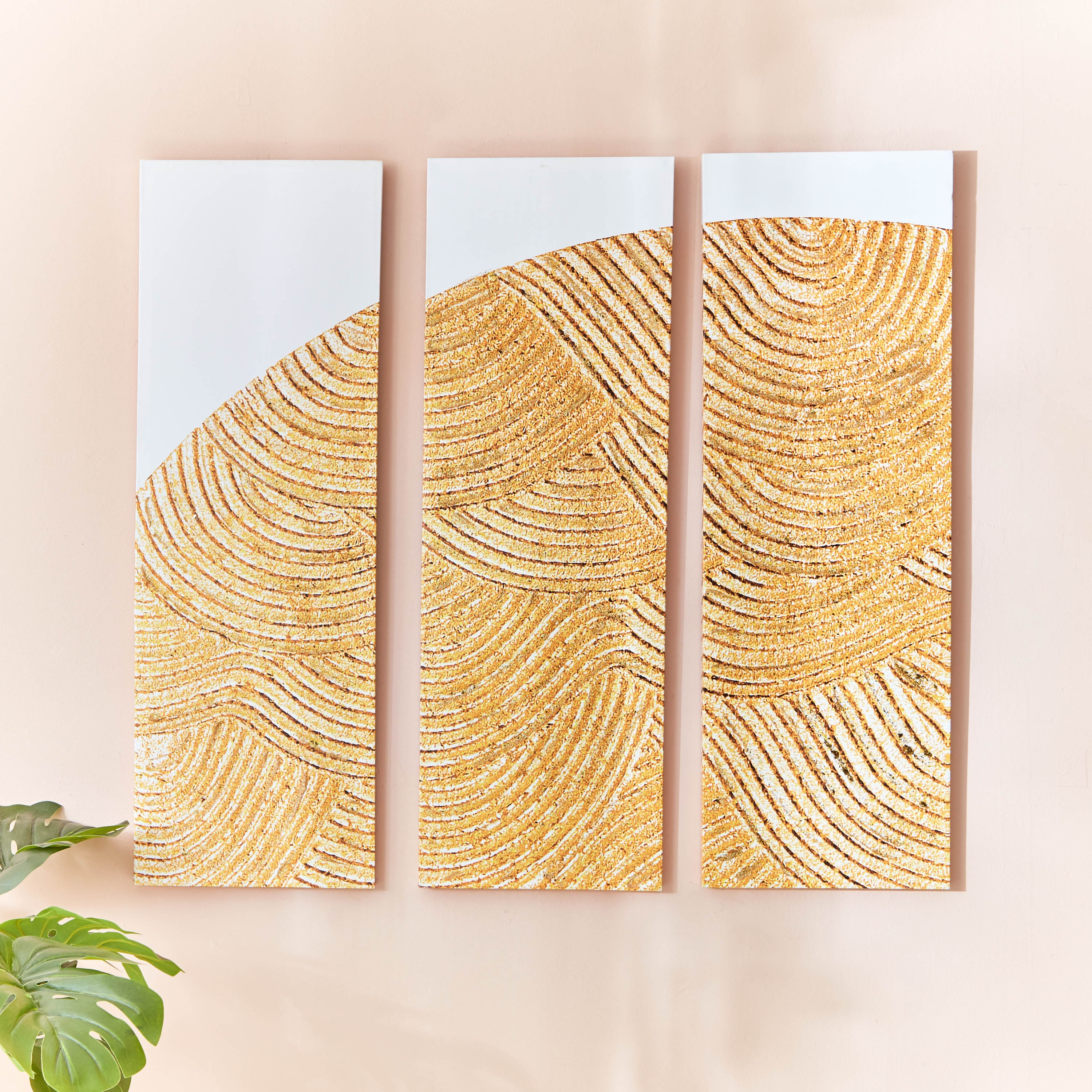 طقم زينة حائط مؤطرة بطبعات 3 قطع من آرون - 30x2.5x90 سم-hbxhomeware-hbxdecorandfurnishings-image-1