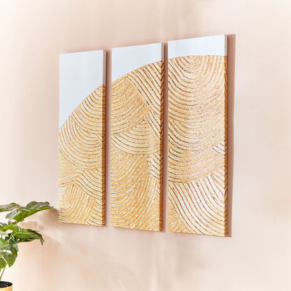 Aaron 3-Piece Printed Brushed Gold Framed Wall Art Set - 30x2.5x90 cms