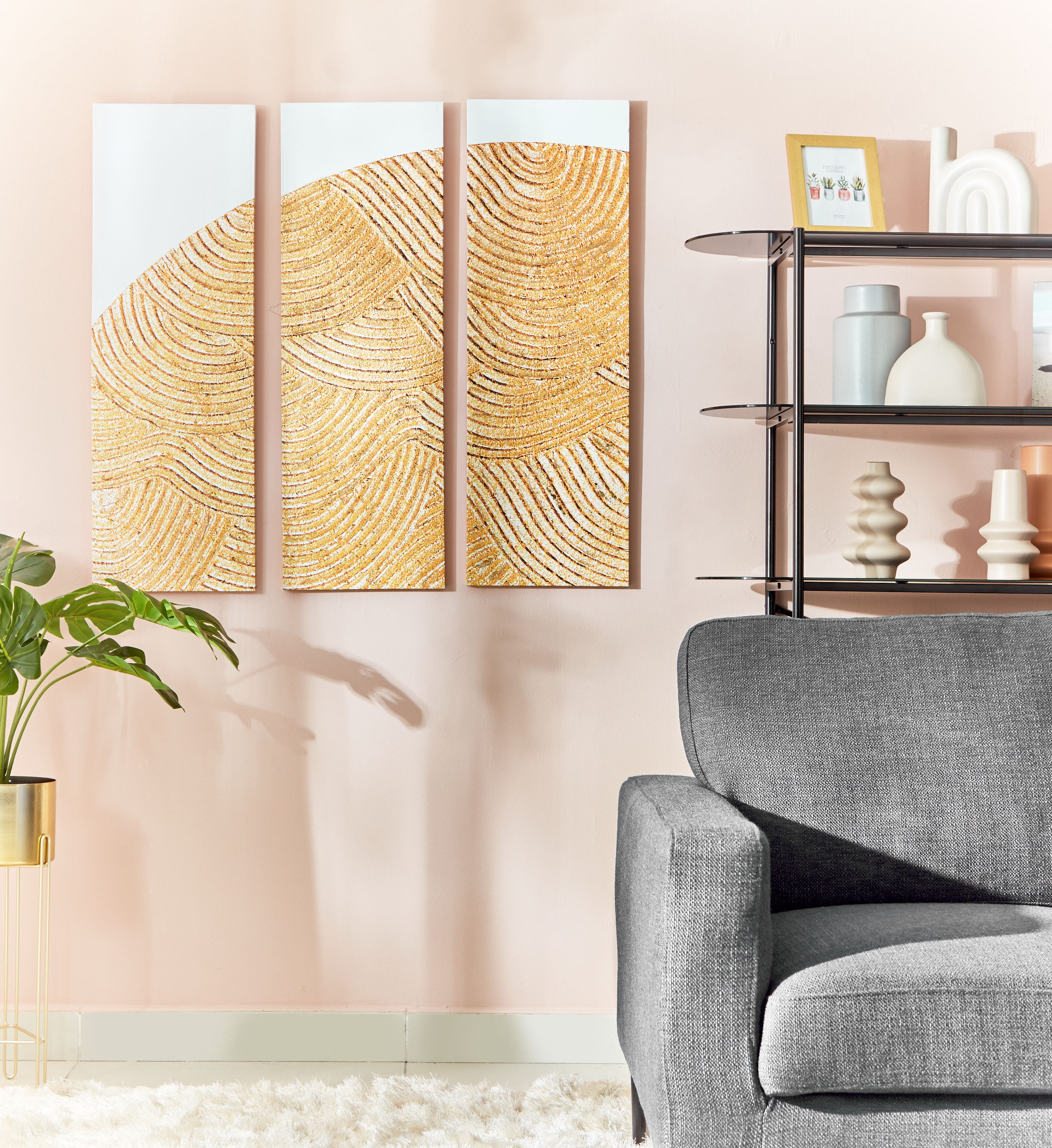 طقم زينة حائط مؤطرة بطبعات 3 قطع من آرون - 30x2.5x90 سم-hbxhomeware-hbxdecorandfurnishings-image-4