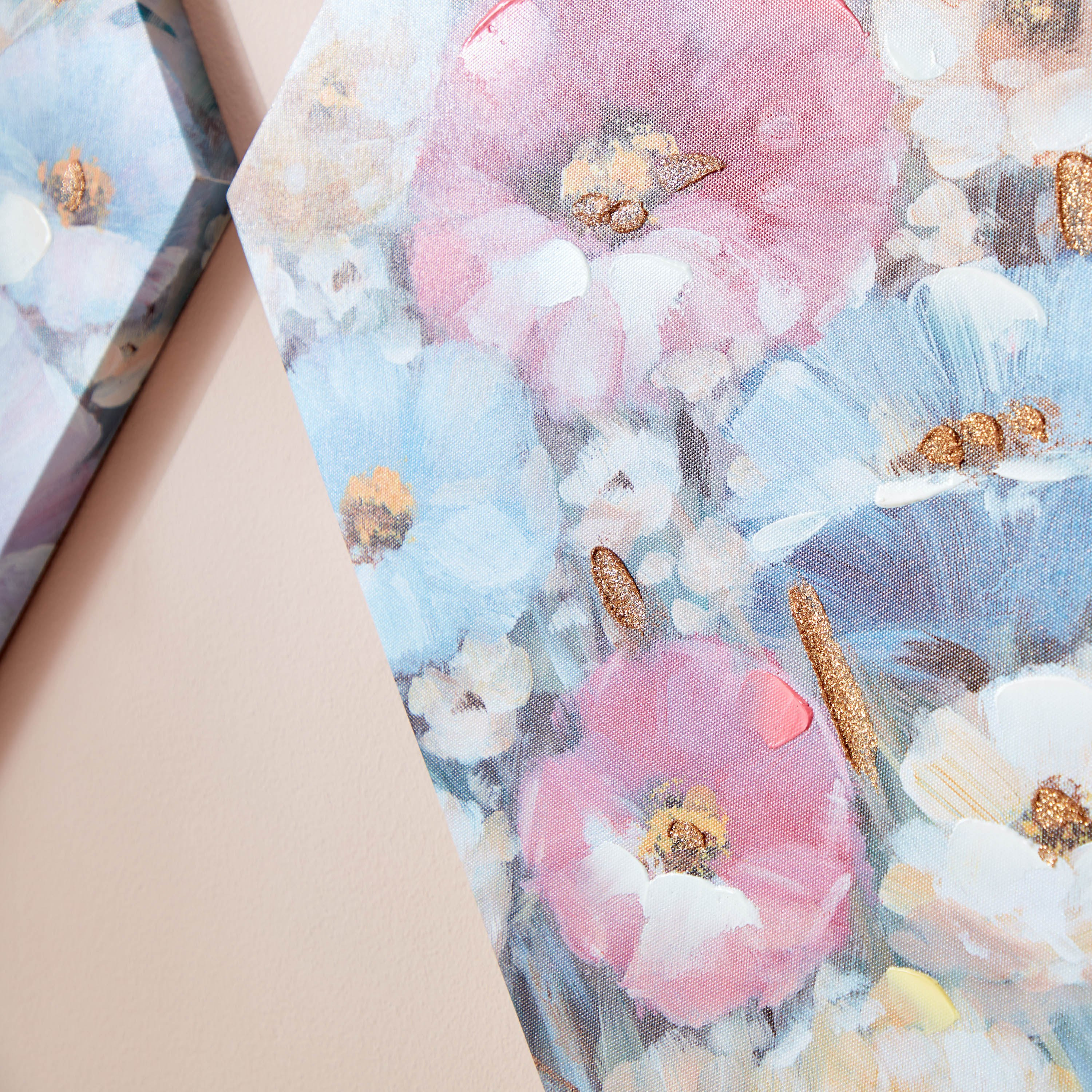 Aaron 2-Piece Floral Handpainted Hexagonal Canvas Wall Art Set - 70x2.5x61 cm-hbxhomeware-hbxdecorandfurnishings-image-3