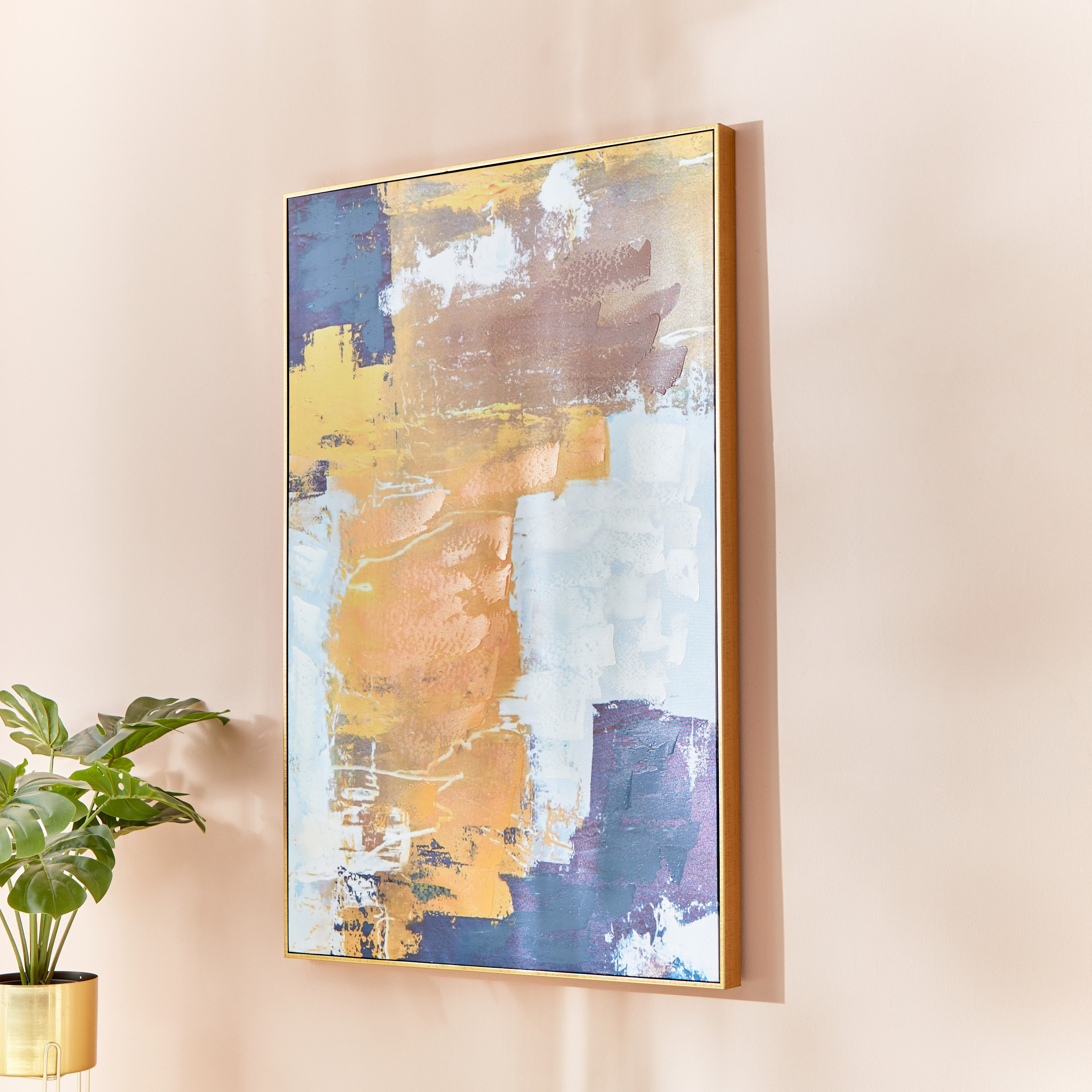 زينة حائط كانفاس مؤطرة بنمط تجريدي مرسوم يدويًا من آرون - 82x4.5x122 سم-hbxhomeware-hbxdecorandfurnishings-image-2