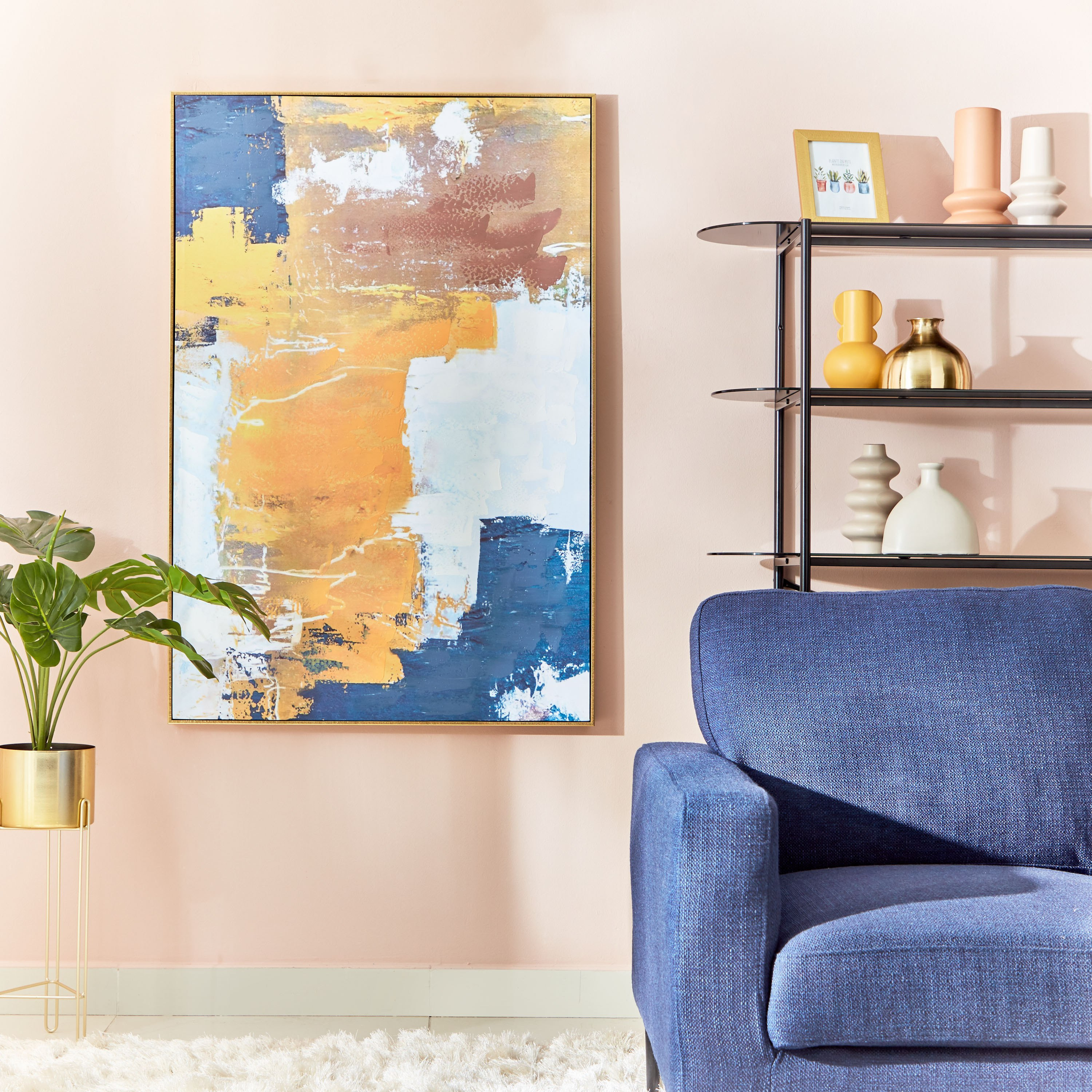 زينة حائط كانفاس مؤطرة بنمط تجريدي مرسوم يدويًا من آرون - 82x4.5x122 سم-hbxhomeware-hbxdecorandfurnishings-image-4