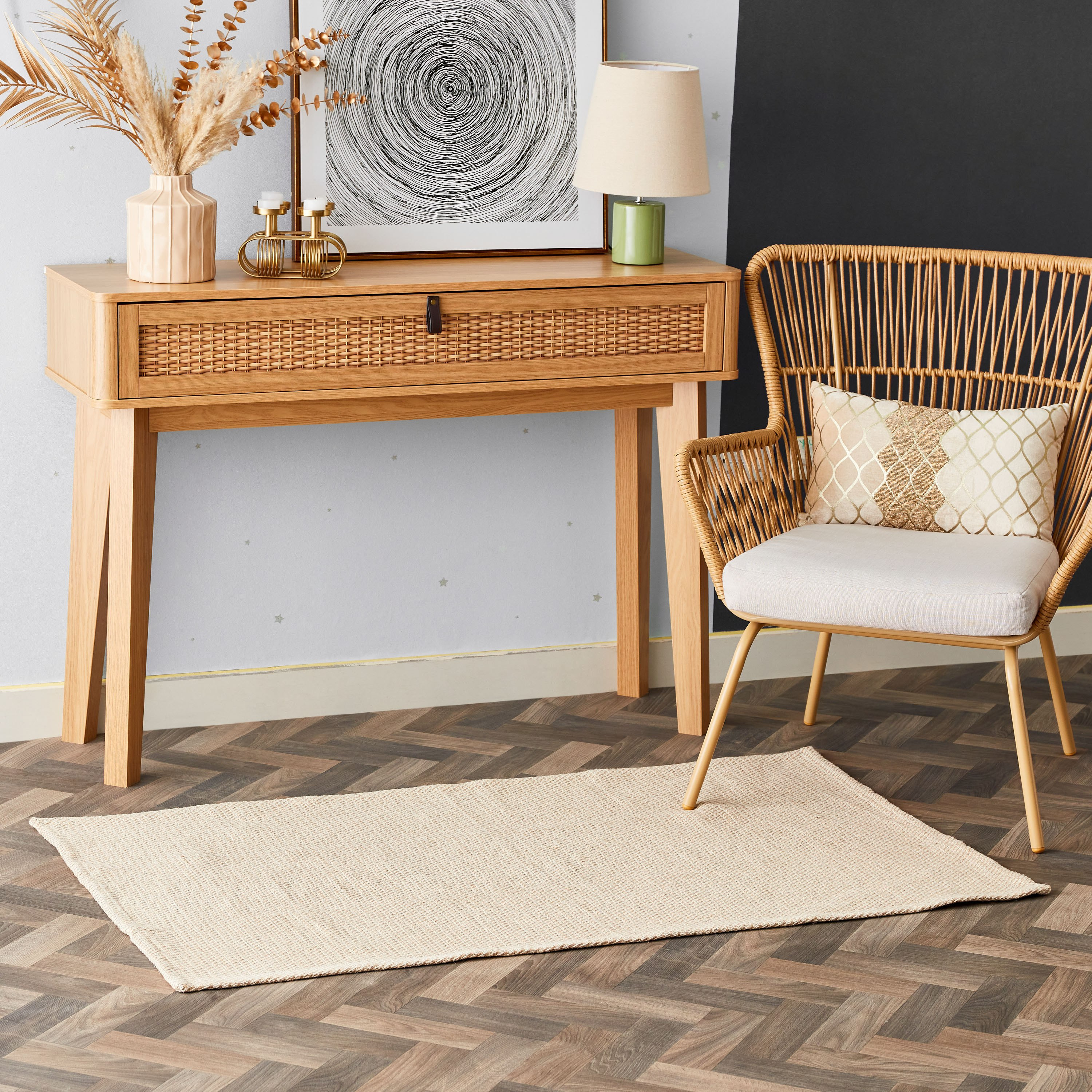 سجادة دوري من القطن والجوت الطبيعي من تيكستورا - 150x80 سم-hbxhomeware-hbxlivingroom-image-1