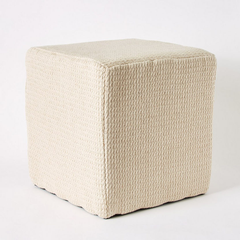 Textura Natural Jute Cotton Pouf - 40x40 cm-Bean Bags and Poufs-image-5