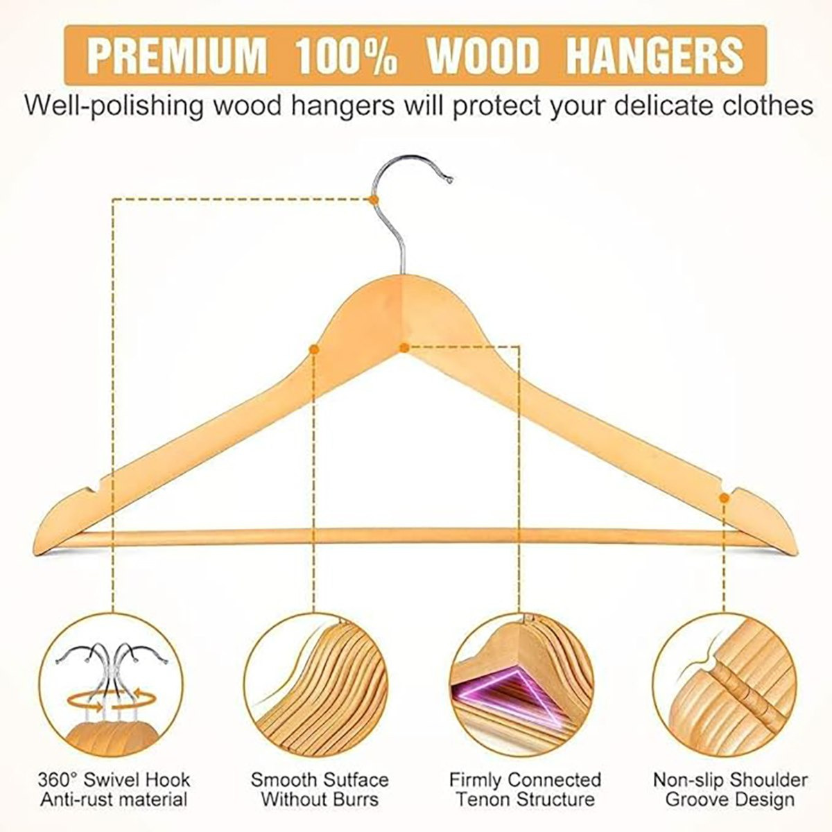 Forest Wooden Clothes Hanger - Set of 8-hbxhomeware-bathandlaundry-clothesdryingracks-image-4
