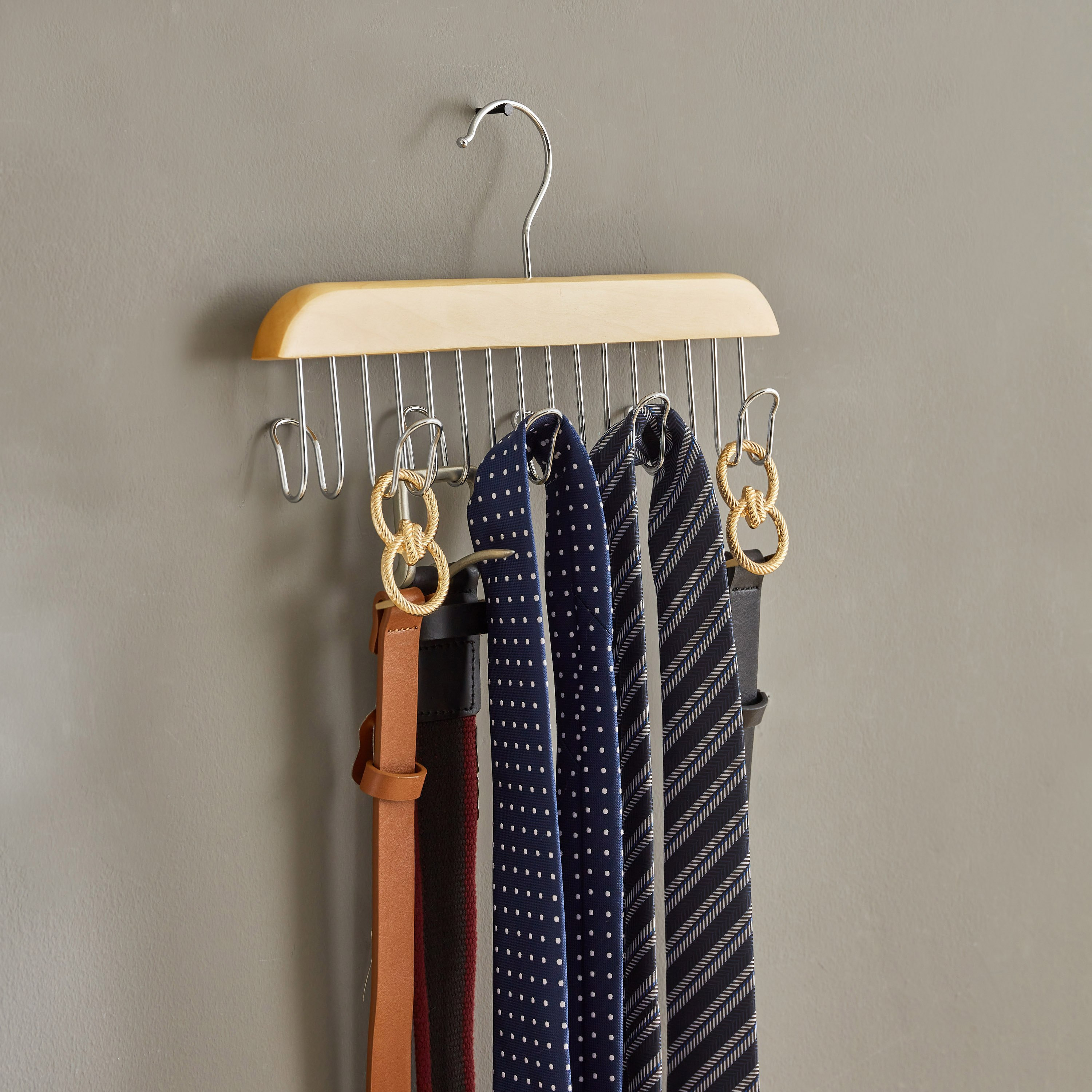 Forest 8-Hooks Belt and Tie Wooden Hanger-hbxhomeware-bathandlaundry-clothesdryingracks-image-5