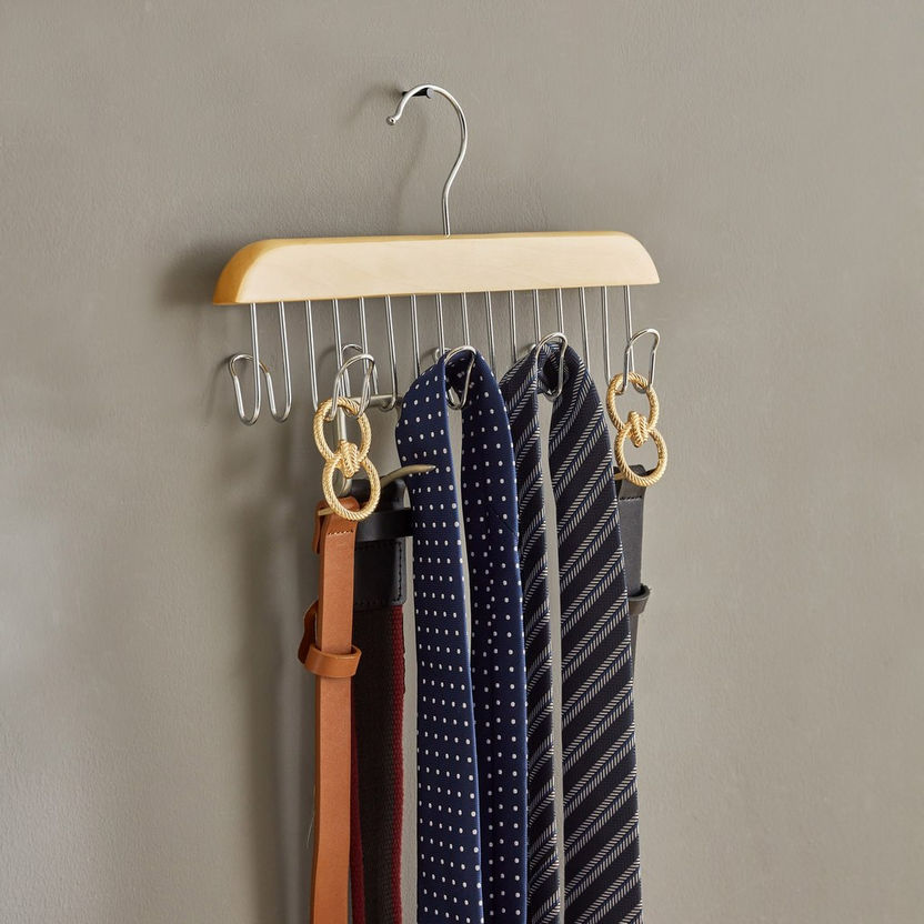 Forest 8-Hooks Belt and Tie Wooden Hanger-Hangers-image-4