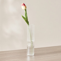 Lucy Pleated Glass Vase - 5x5x19 cms