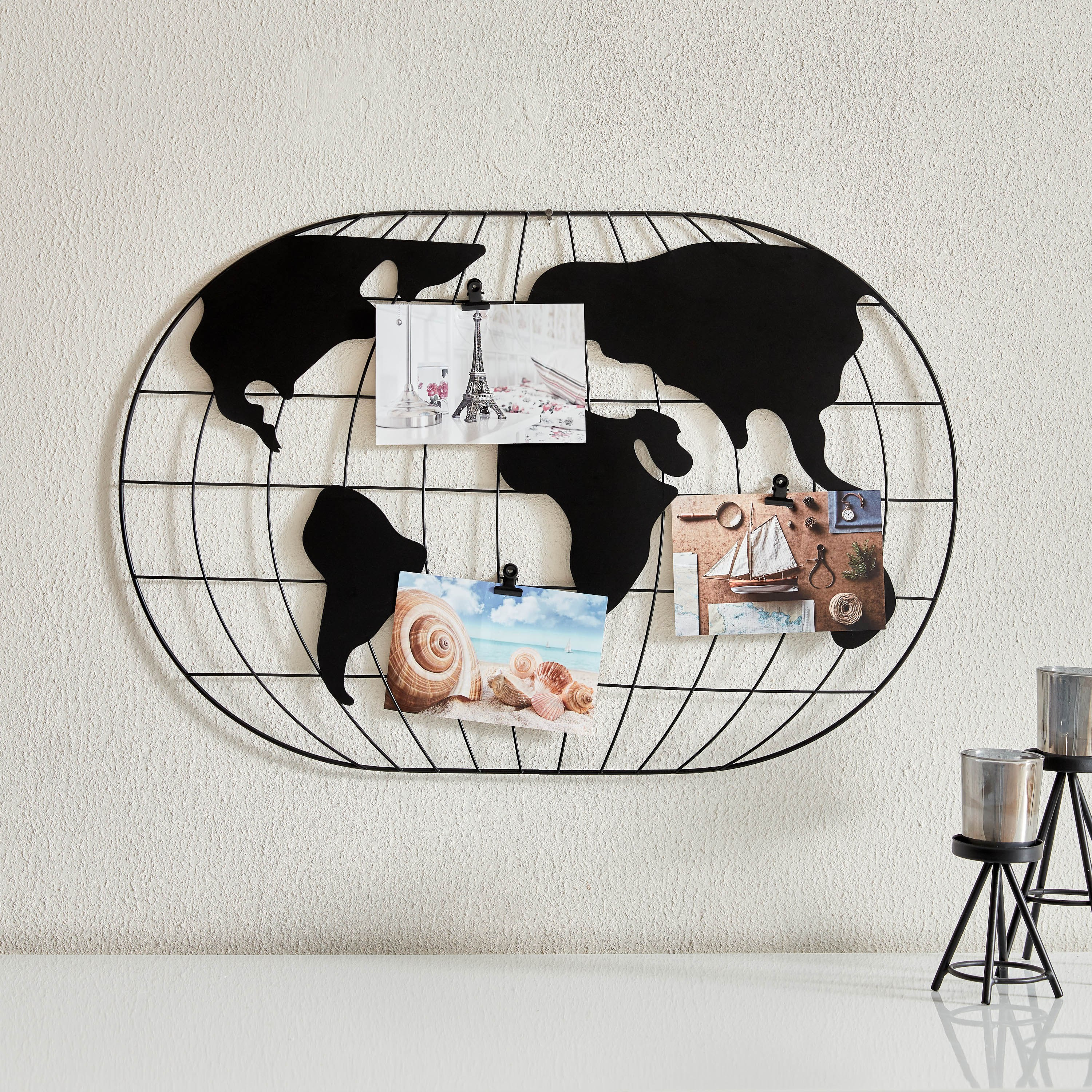 زينة حائط معدنية بتصميم خريطة العالم من هالسي - 39x61 سم-hbxhomeware-homedecor-wallaccents-image-1