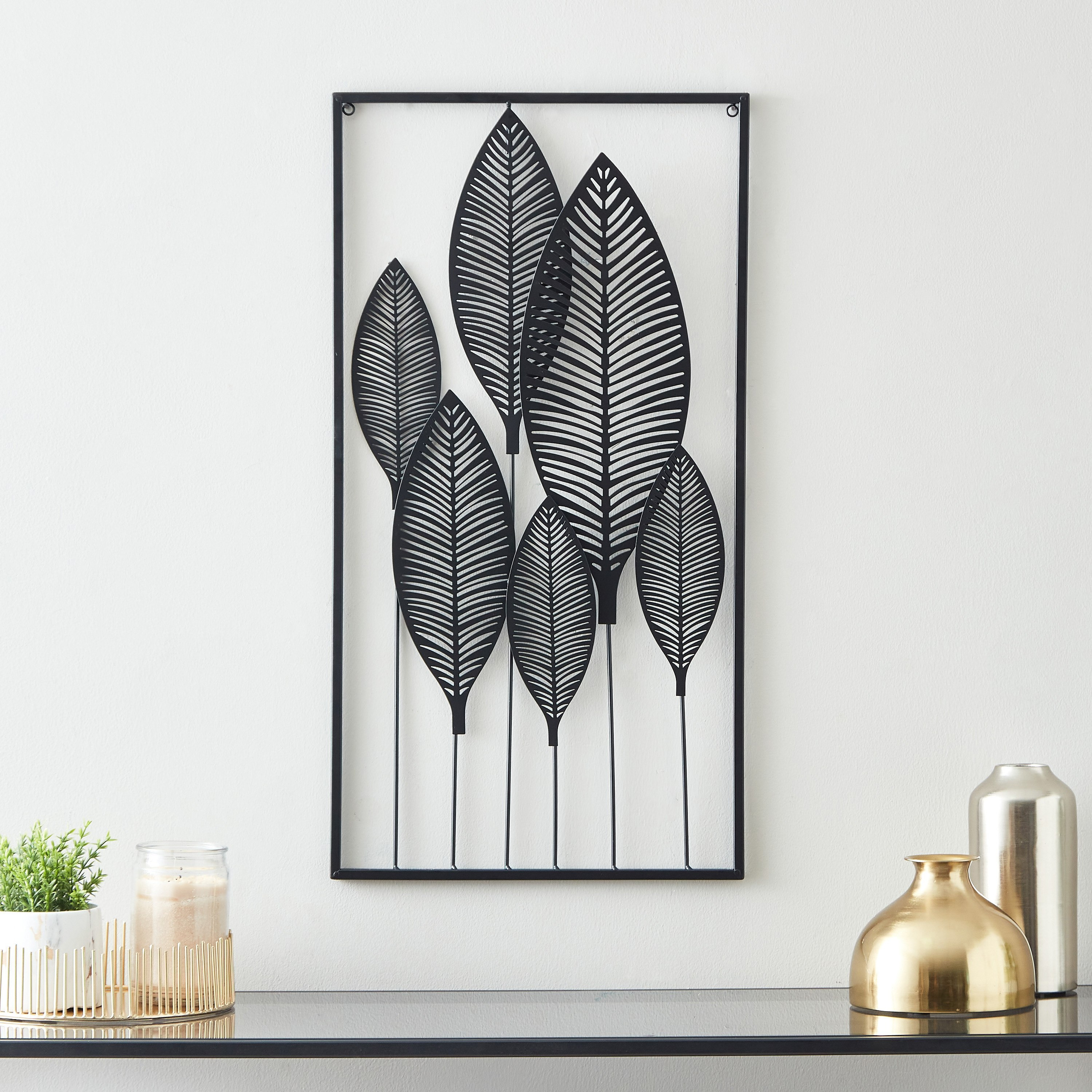 زينة حائط معدنية بتصميم ورقة شجر من هالسي - 40x76 سم-hbxhomeware-homedecor-wallaccents-image-1