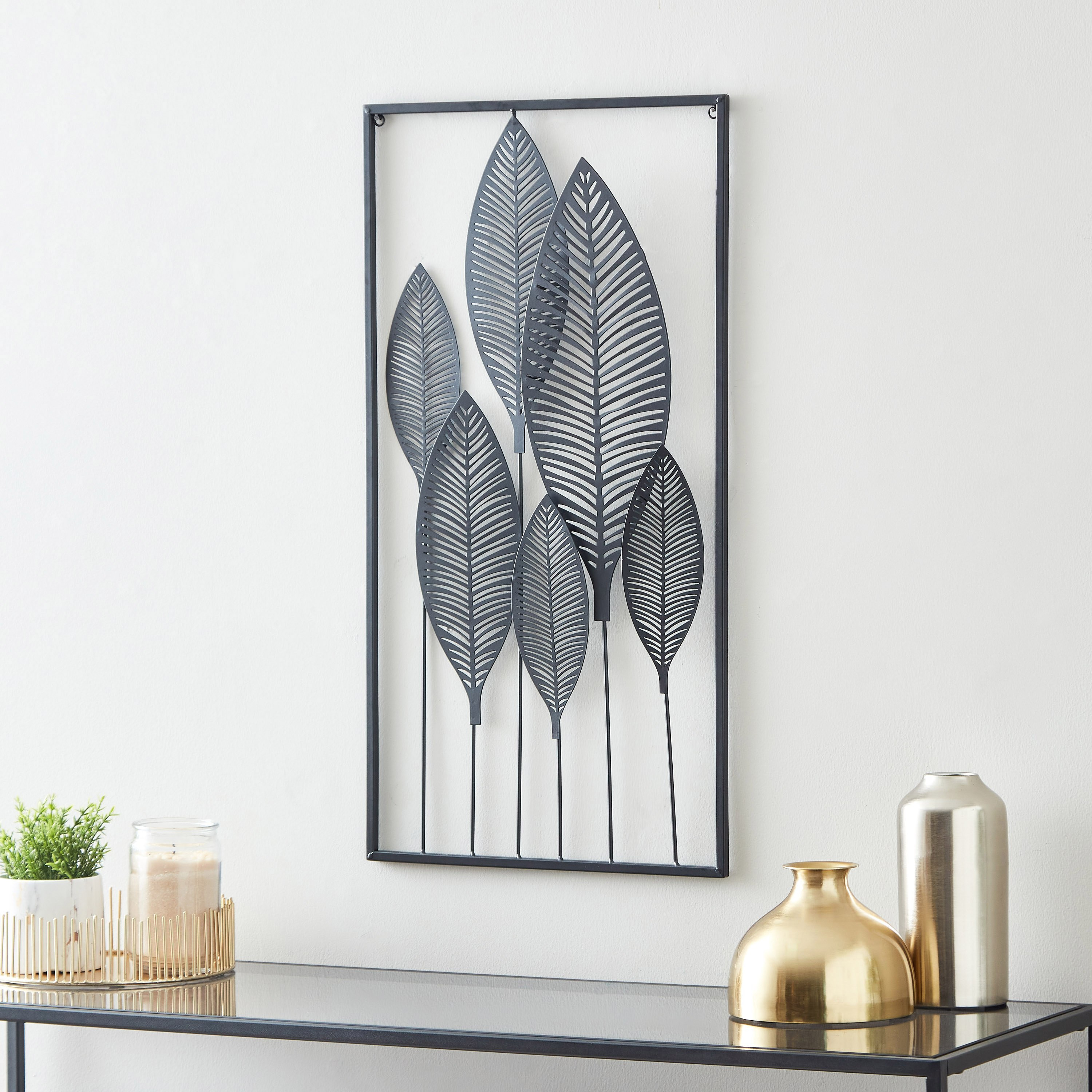 زينة حائط معدنية بتصميم ورقة شجر من هالسي - 40x76 سم-hbxhomeware-homedecor-wallaccents-image-2