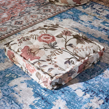 Baahir Printed Patchwork Floor Cushion - 60x60x12 cms