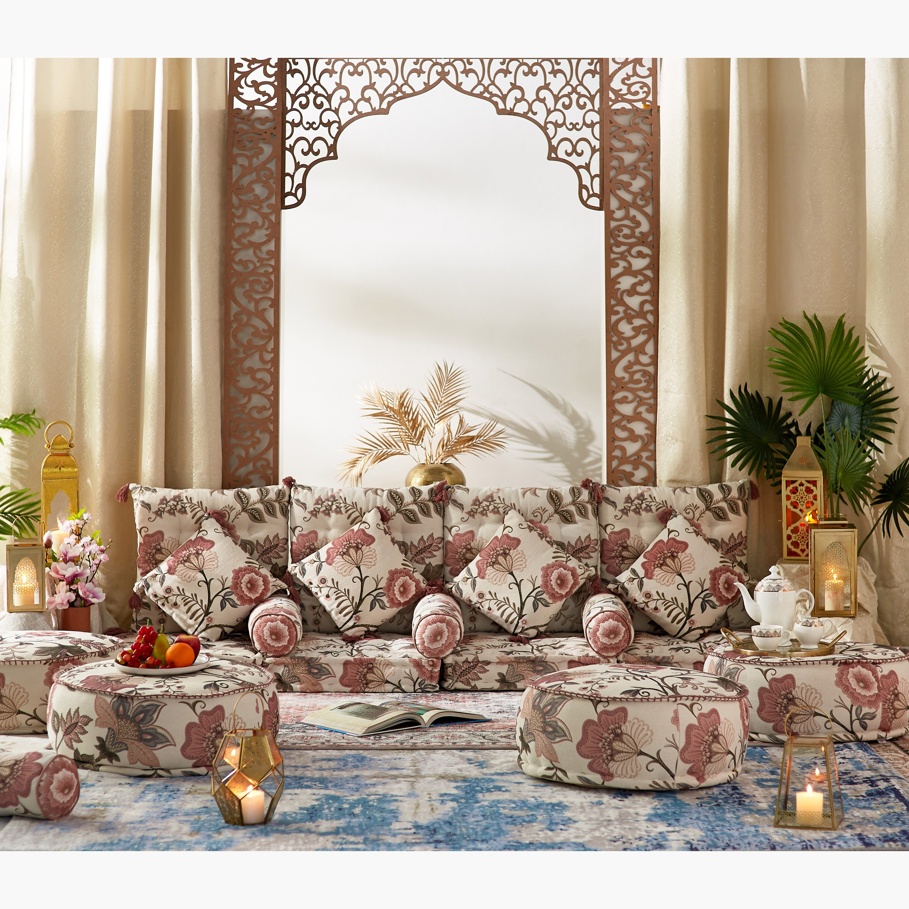 وسادة أرضيّة بتصاميم متداخلة وطبعات من ماهرجان - 60x60x12 سم-hbxhomeware-hbxdecorandfurnishings-image-5