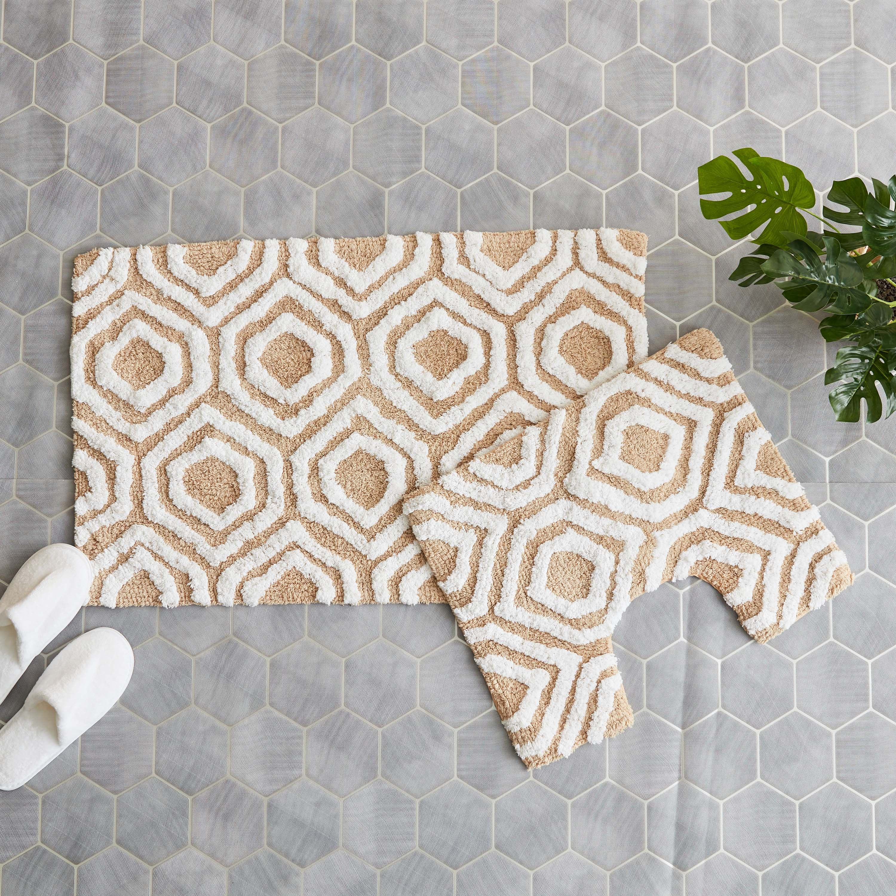 طقم سجادة حمام قطن قطعتين من هيكسا- 50x80+40 سم-hbxbedroom-floorcoverings-bathmats-image-1