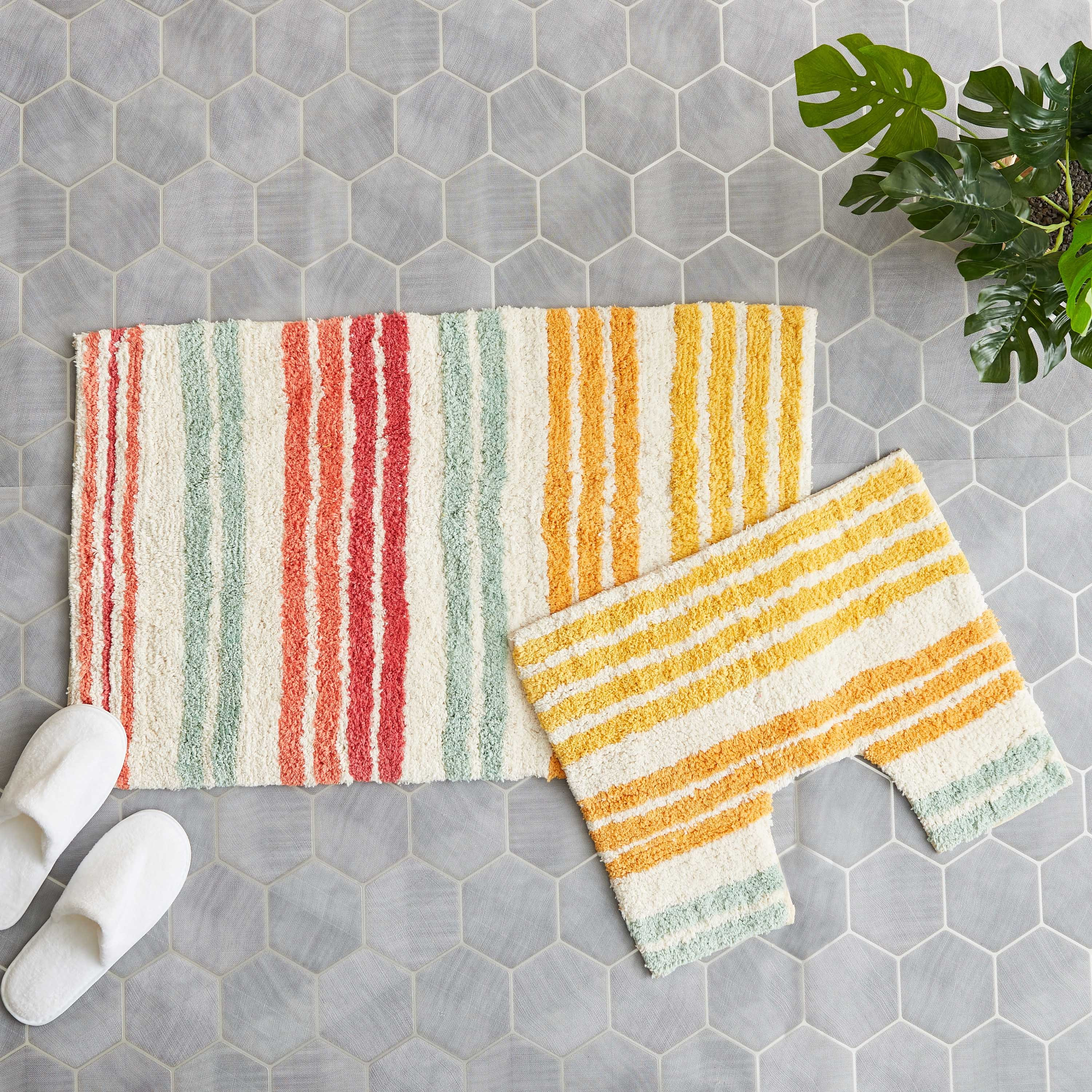 طقم سجادة حمام قطن قطعتين من هازل - 50x80+40 سم-hbxbedroom-floorcoverings-bathmats-image-1