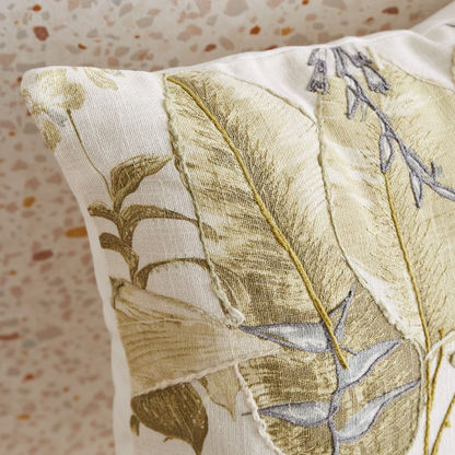 Habitation Botanic Leaf Embroidered Cushion Cover - 45x45 cms