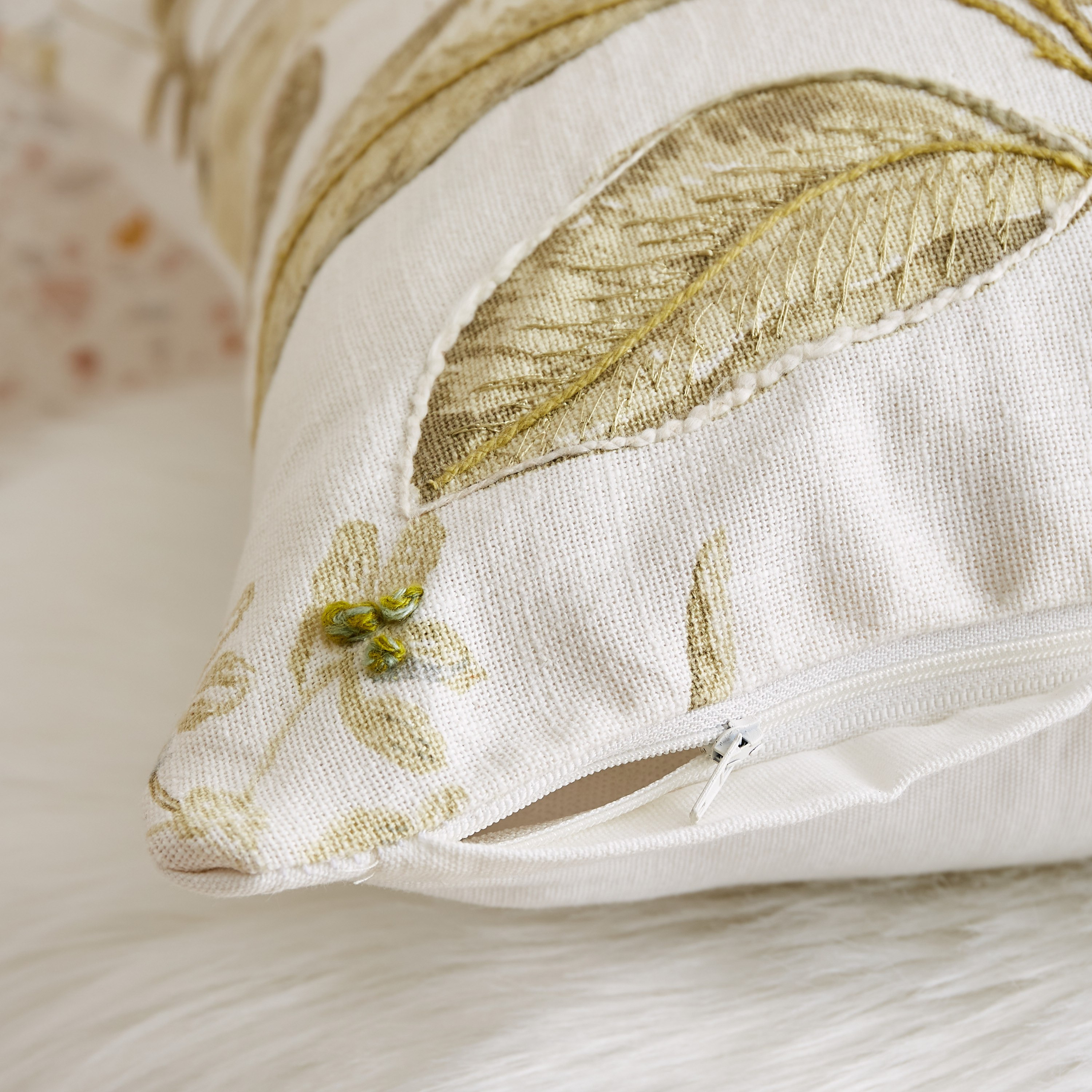 Habitation Botanic Leaf Embroidered Cushion Cover - 45x45 cm-hbxhomeware-cushionsandcovers-cushioncovers-image-3