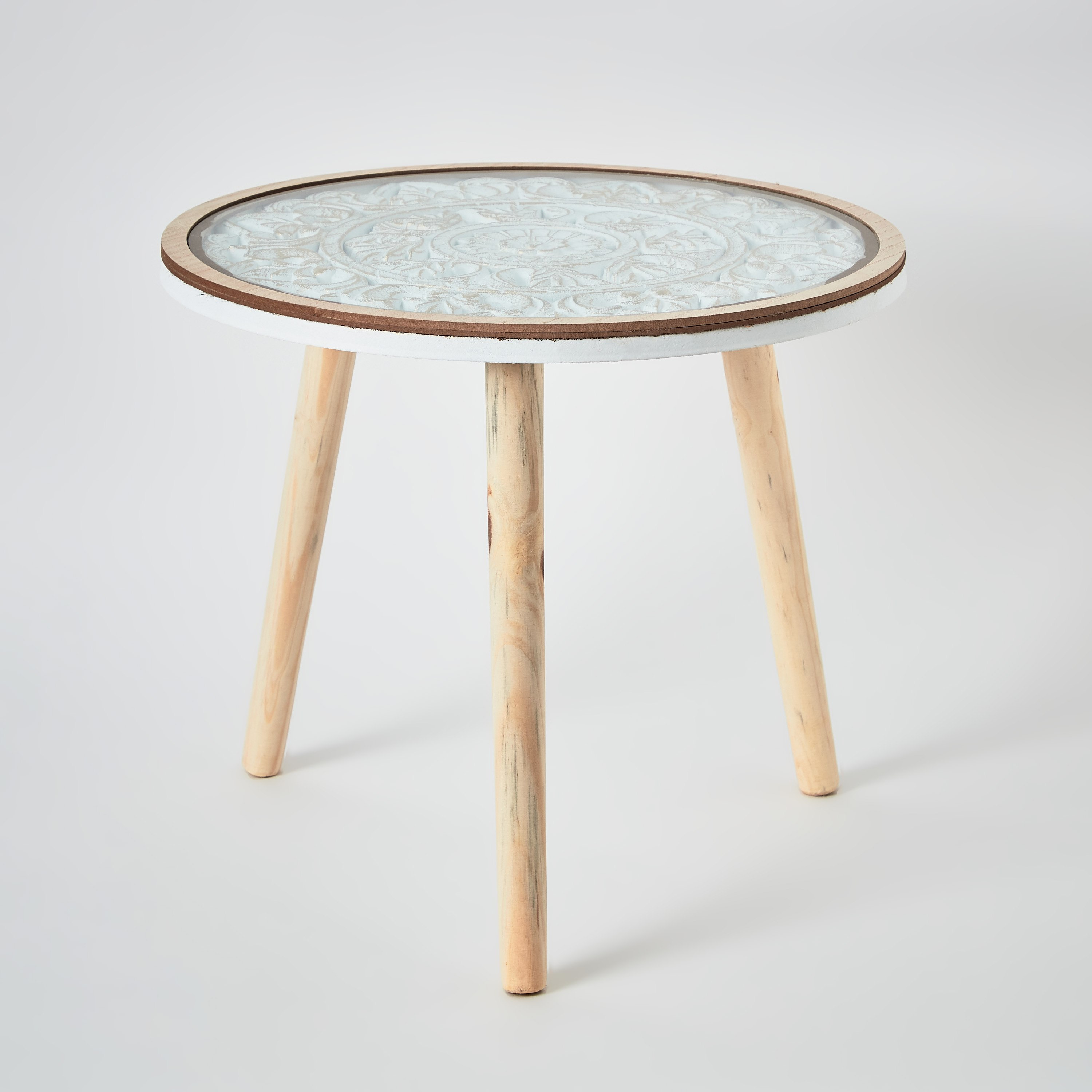 طاولة ديكور خشبية بسطح زجاجي من رين - 45x45x40 سم-hbxfurniture-livingroom-endtables-image-6