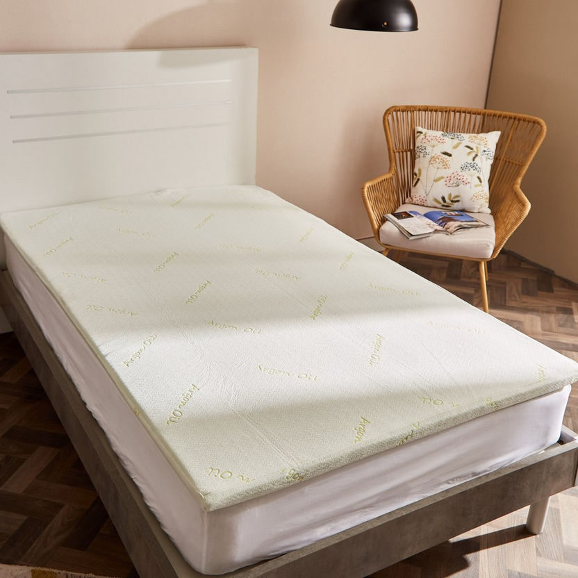 Argan Oil Infused Double Memory Foam Mattress Topper - 140x200x4 cm-Protectors and Toppers-image-0