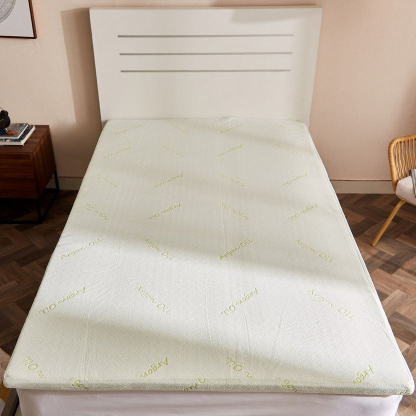 Argan Oil Infused Double Memory Foam Mattress Topper - 140x200x4 cm-Protectors and Toppers-image-1
